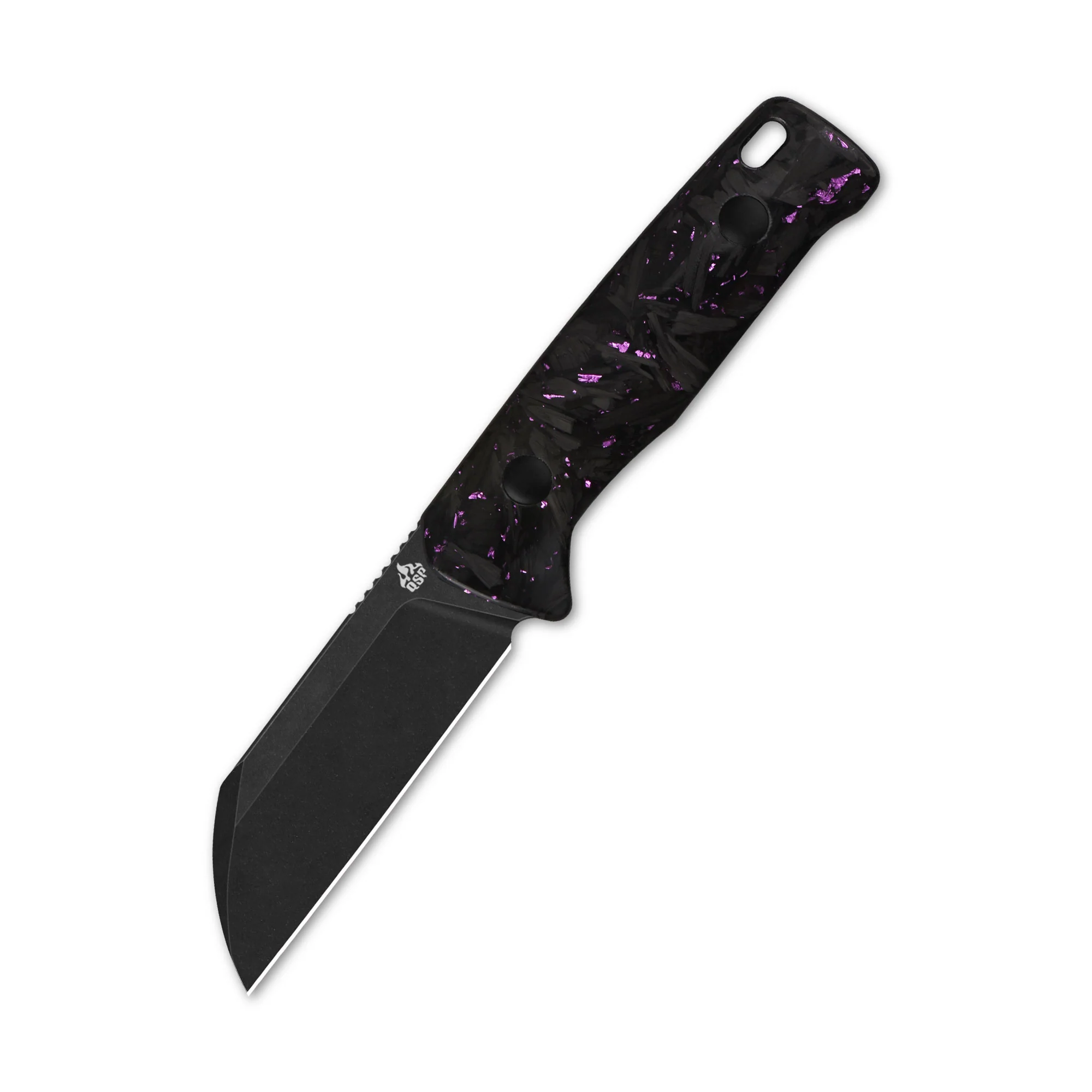 QSP Baby Penguin 14C28N blade Purple shredded CF handle with Clip Slip sheath - Image 6