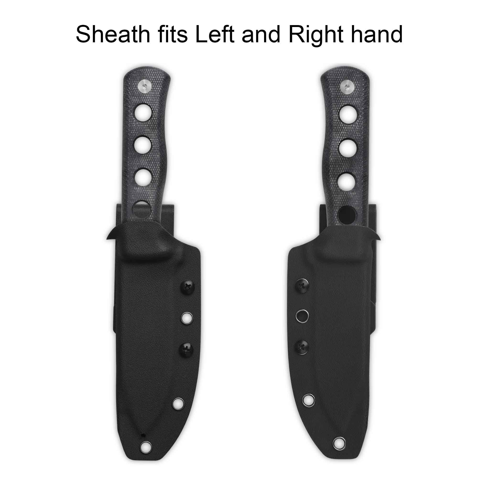 QSP Canary Fixed Blade Knife Cr8Mo2VSi(DC53) Blade Black Micarta Handle - Image 4