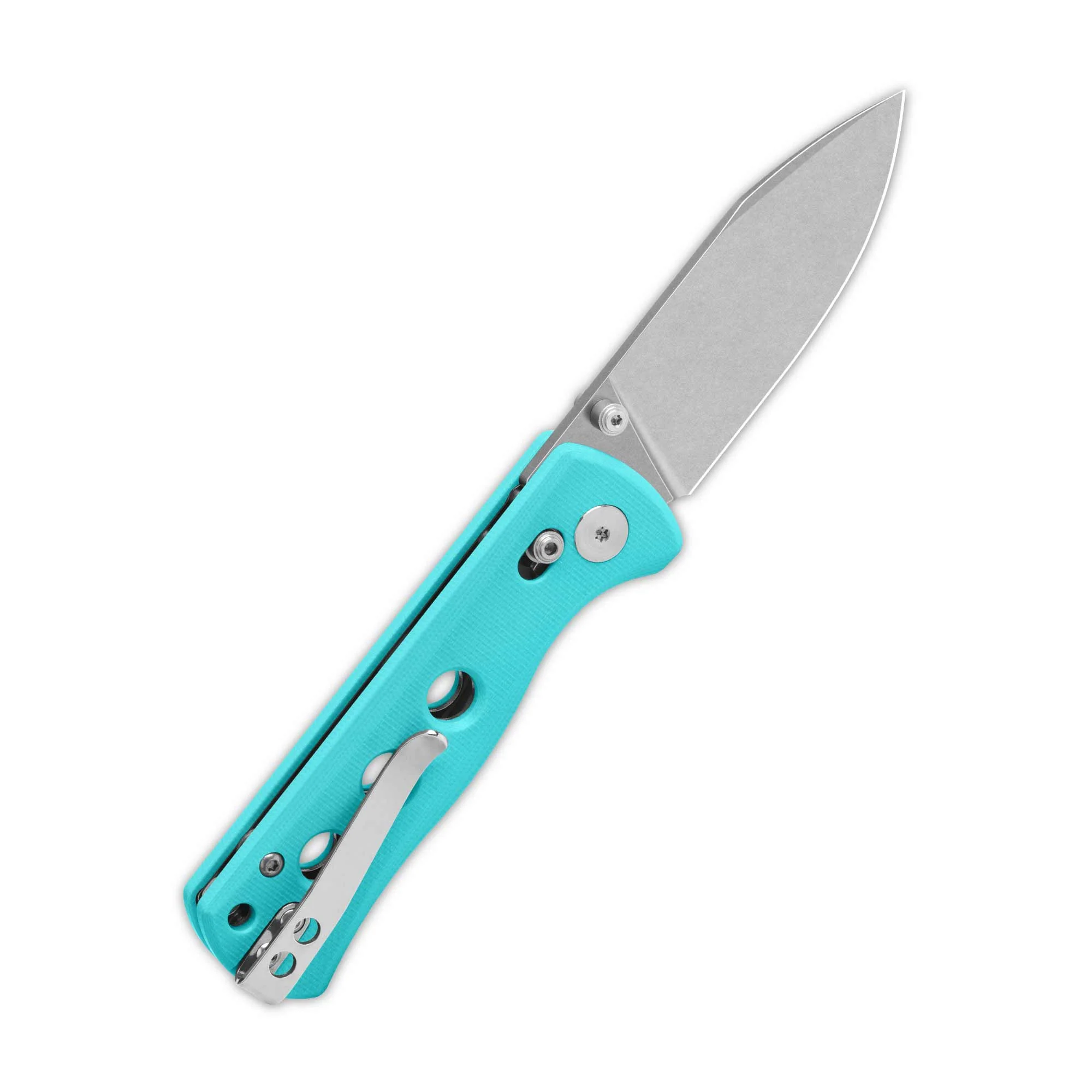 QSP Canary Glyde Lock Pocket Knife 14C28N Blade Tiffany Blue G10 Handle - Image 4