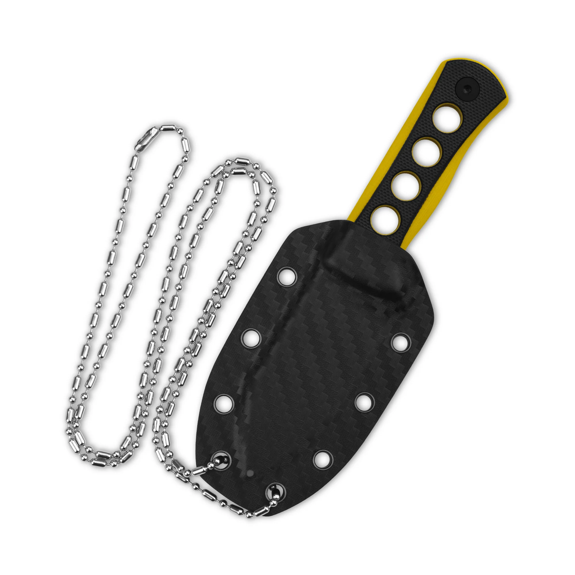 QSP Canary Neck knife 14C28N blade Black/Yellow G10 handle with Kydex sheath - Image 6
