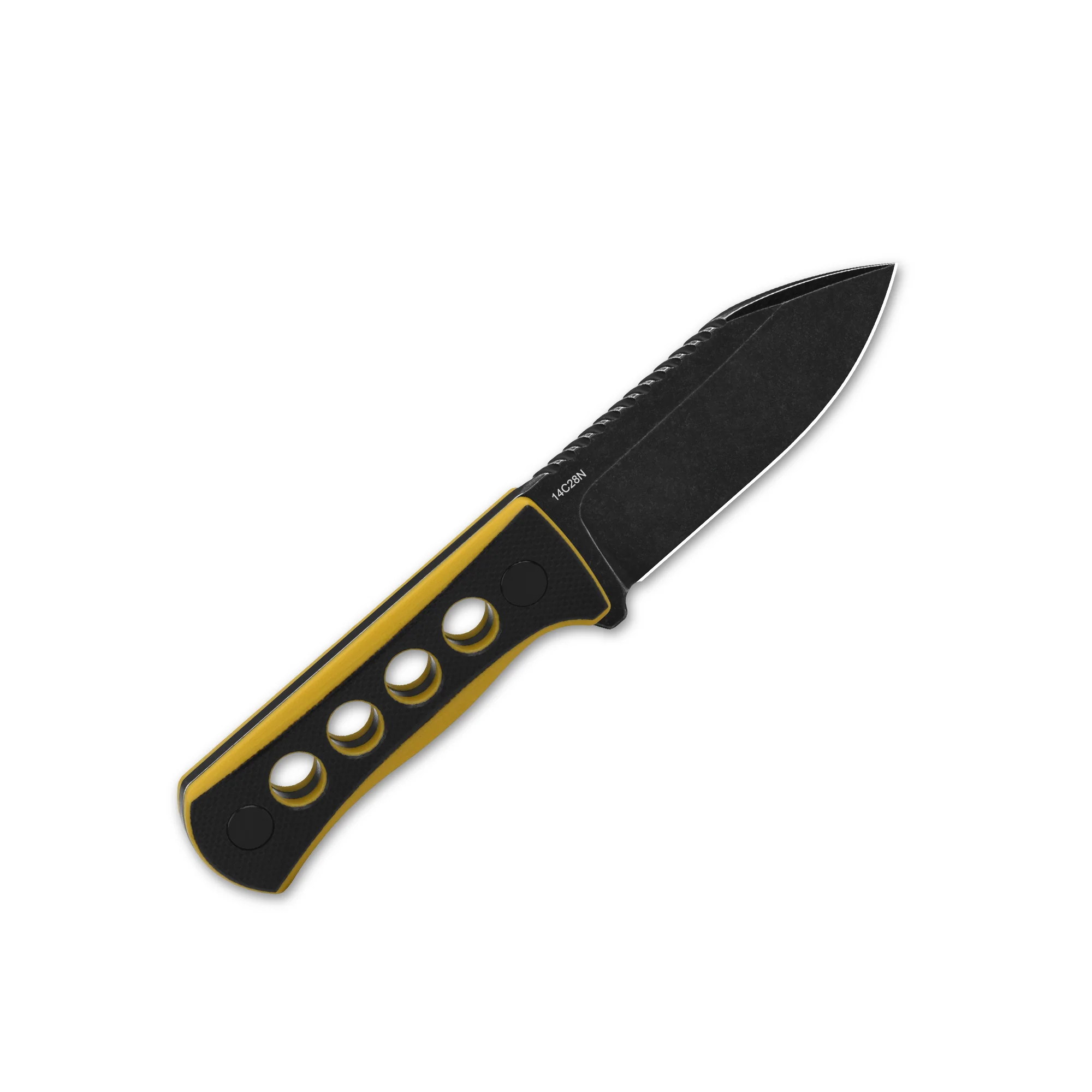 QSP Canary Neck knife 14C28N blade Black/Yellow G10 handle with Kydex sheath - Image 7