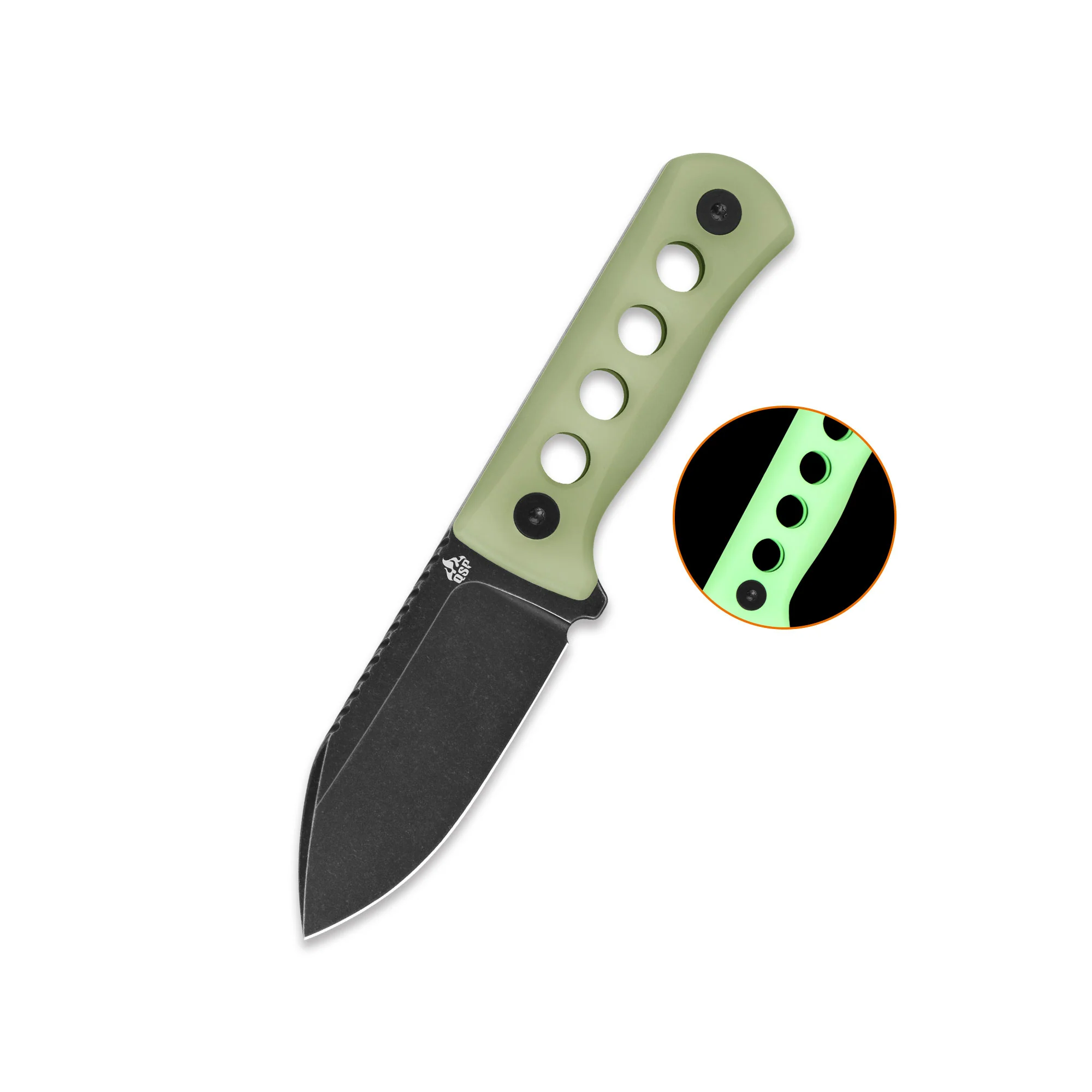 QSP Canary Neck knife 14C28N blade Glow-in-the-Dark Resin handle with Kydex sheath - Image 5