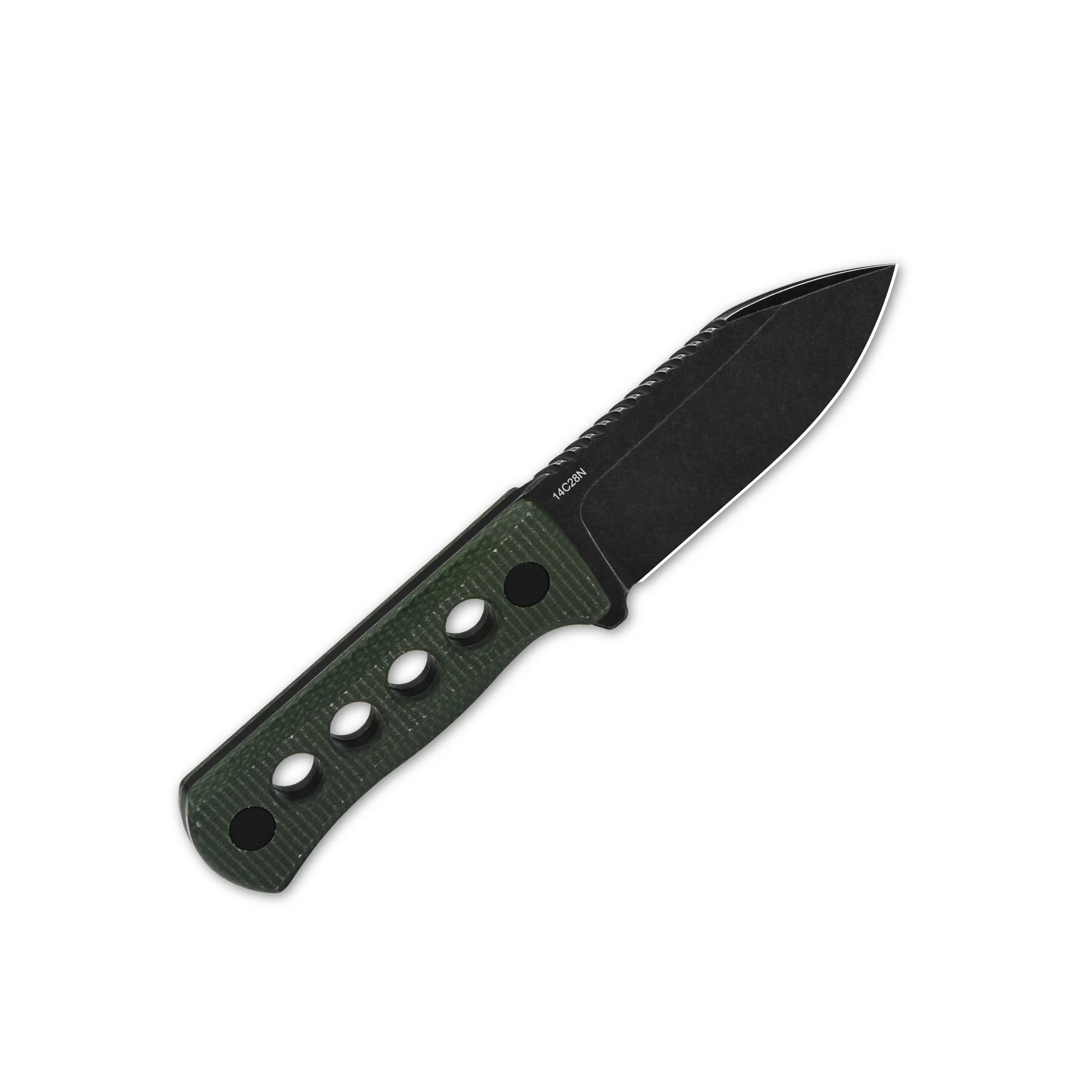 QSP Canary Neck knife 14C28N blade Green Micarta handle with Kydex sheath - Image 7
