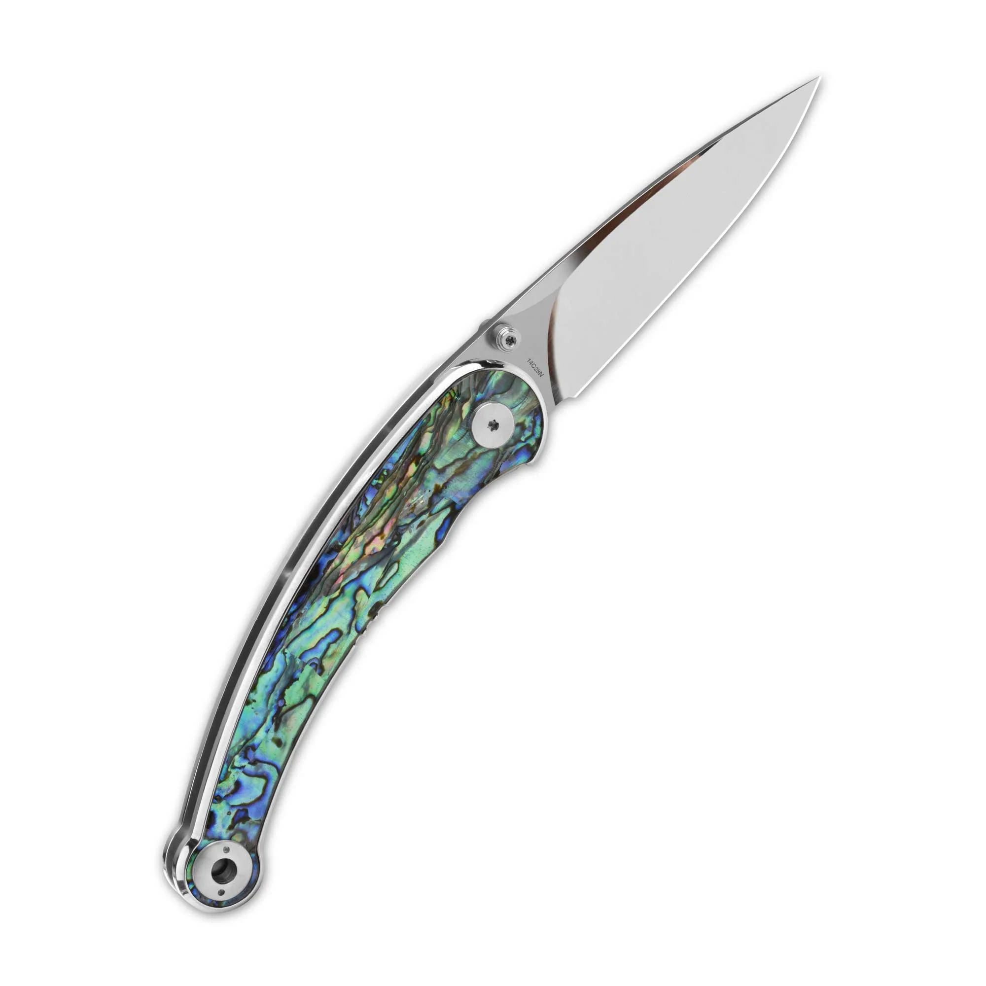 QSP Dolphin Liner Lock Pocket Knife 14C28N Blade Abalone Handle - Image 4