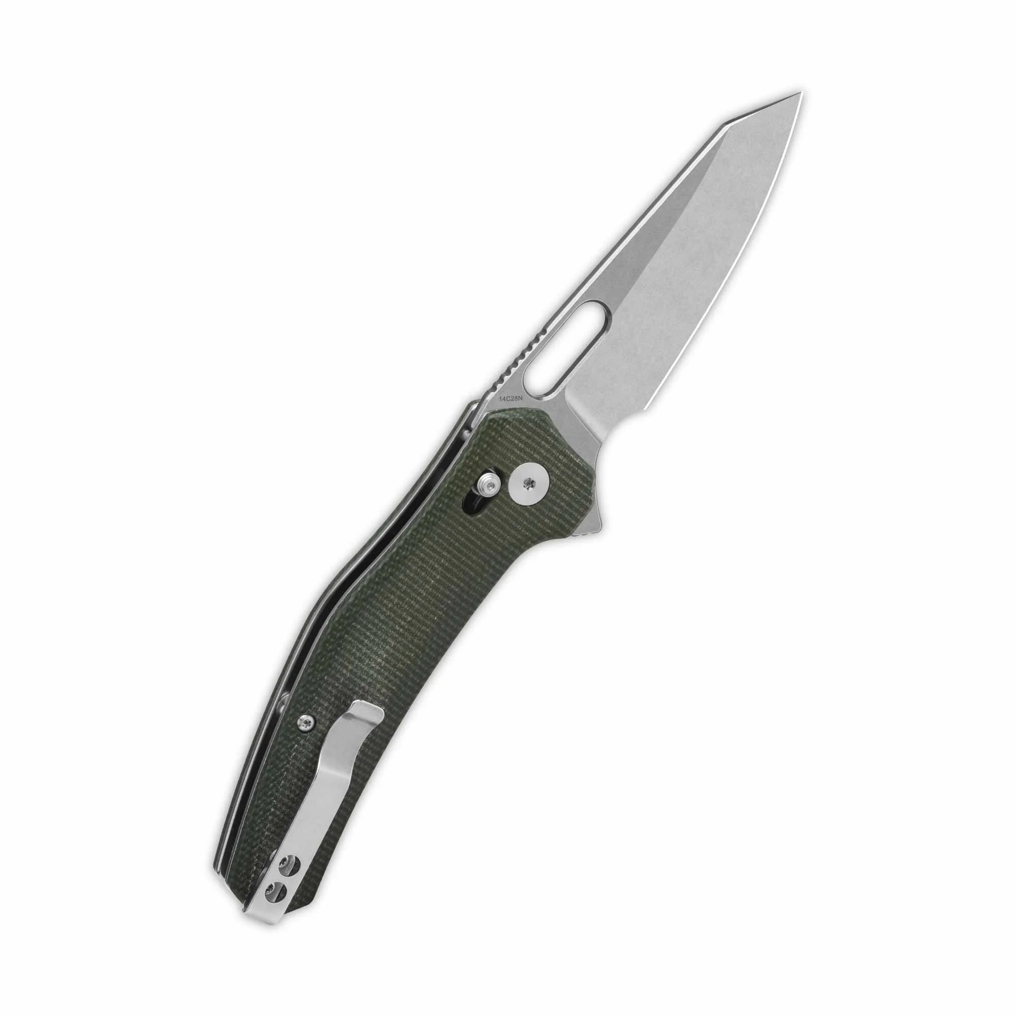 QSP Emu Glyde Lock Pocket Knife 14C28N Blade Green Micarta Handle - Image 3