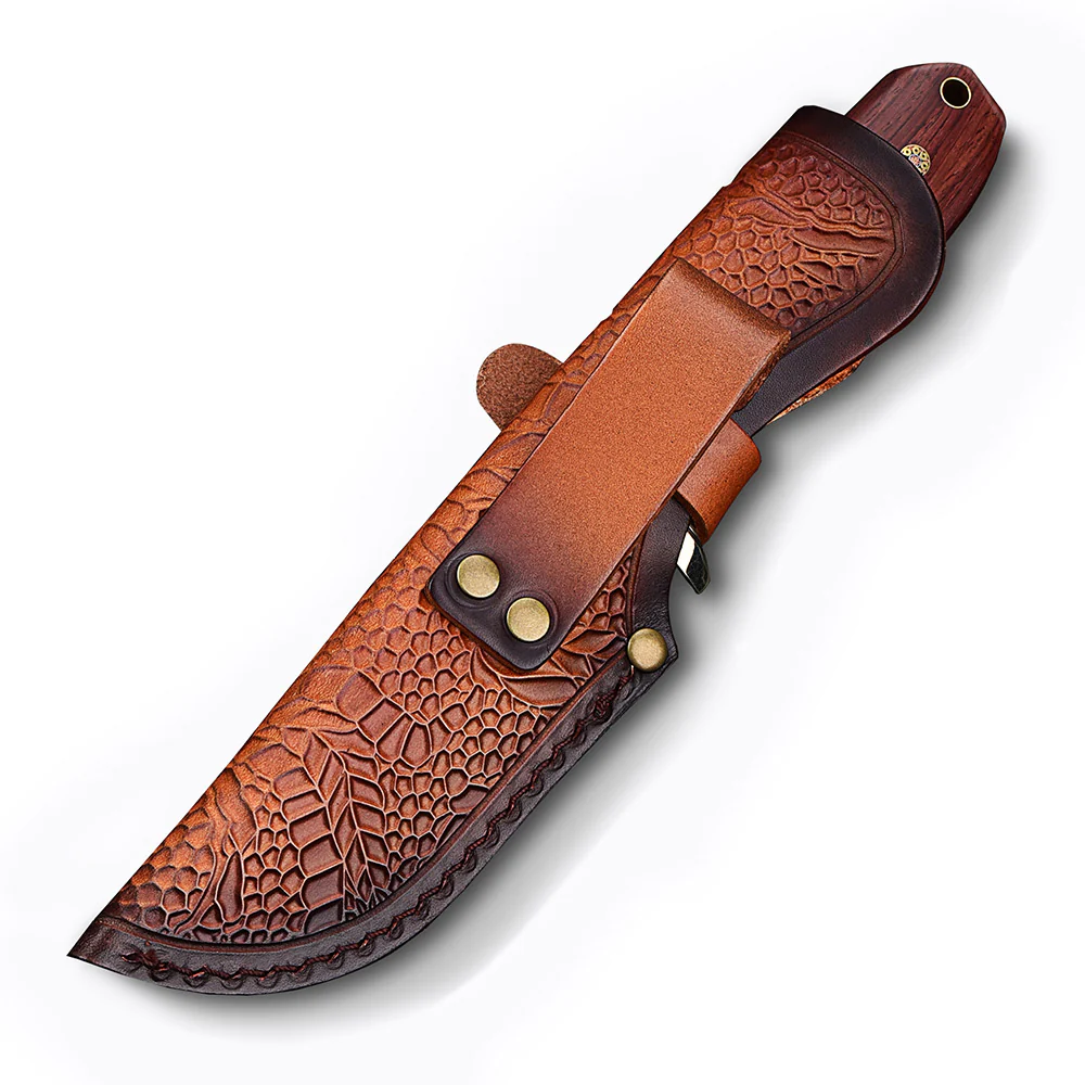 QSP Erised I Fixed blade knife 9Cr14MoV blade Rosewood handle with leather sheath - Image 5
