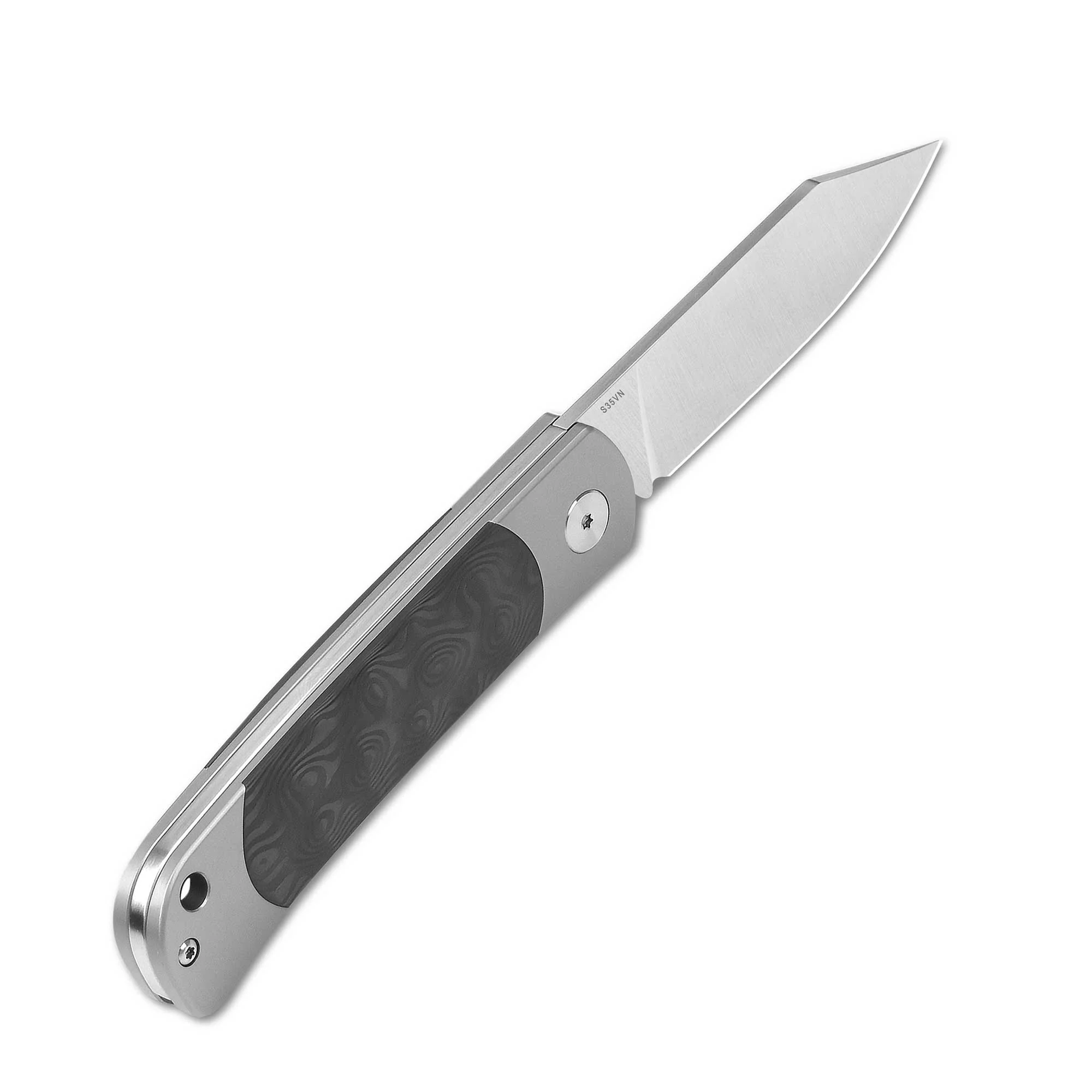 QSP Falcon Slip Joint Pocket Knife S35VN Blade Titanium Handle with Marbled CF attached - Image 5