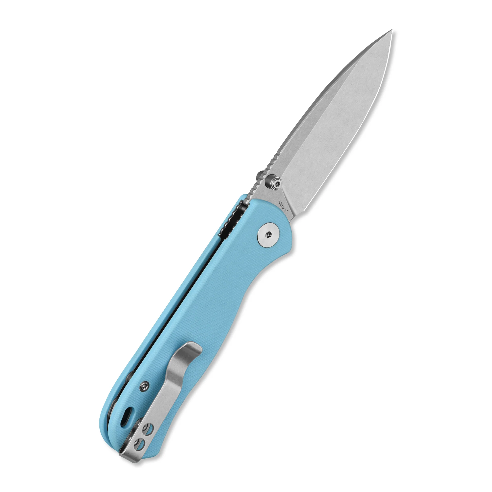 QSP Ferret Liner Lock Pocket Knife Notro V blade Sky blue G10 handle - Image 4
