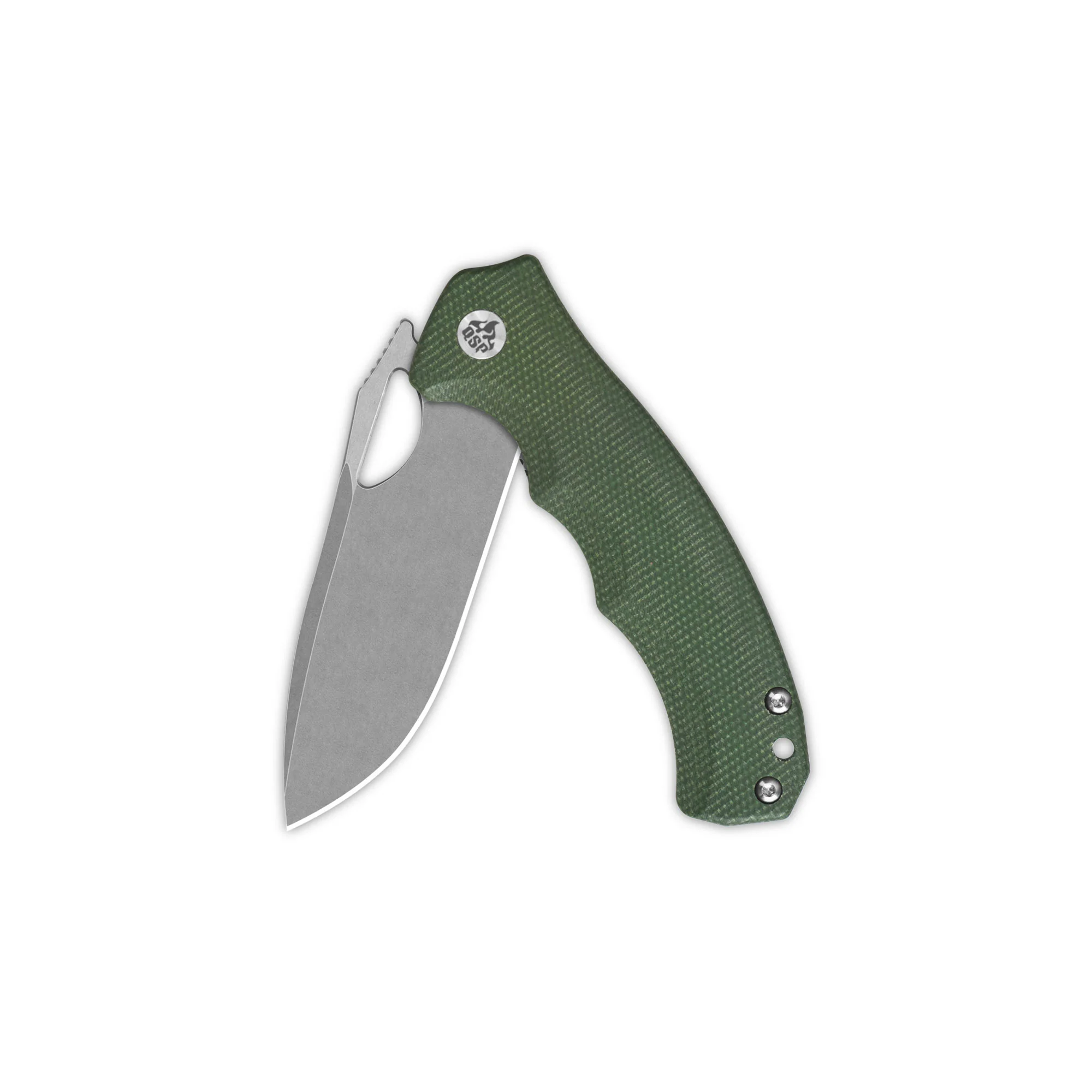 QSP Gorilla Liner Lock Pocket Knife 14C28N Blade Green Micarta Handle - Image 4