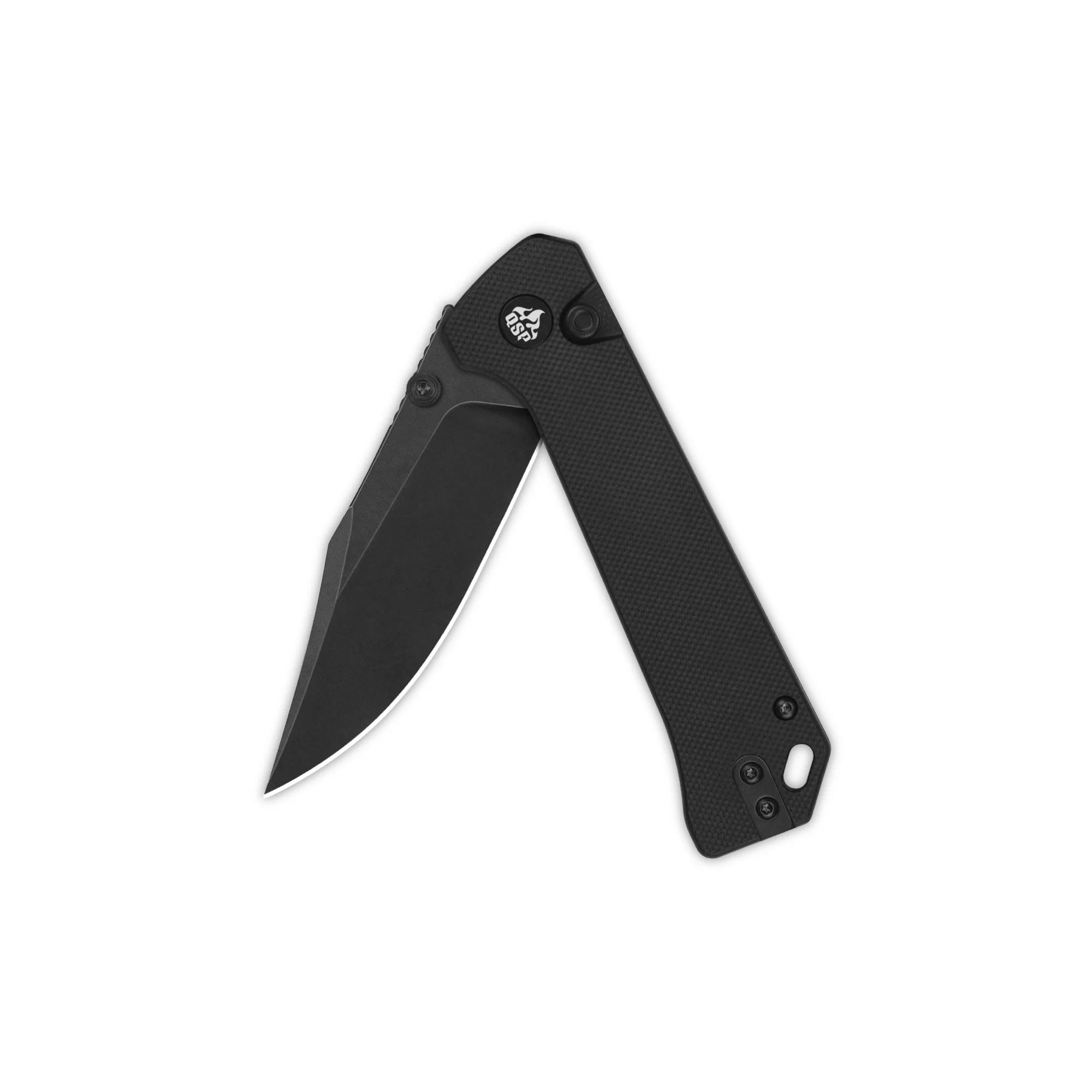 QSP Grebe Button Lock Pocket Knife 14C28N blade Black G10 Handle - Image 8