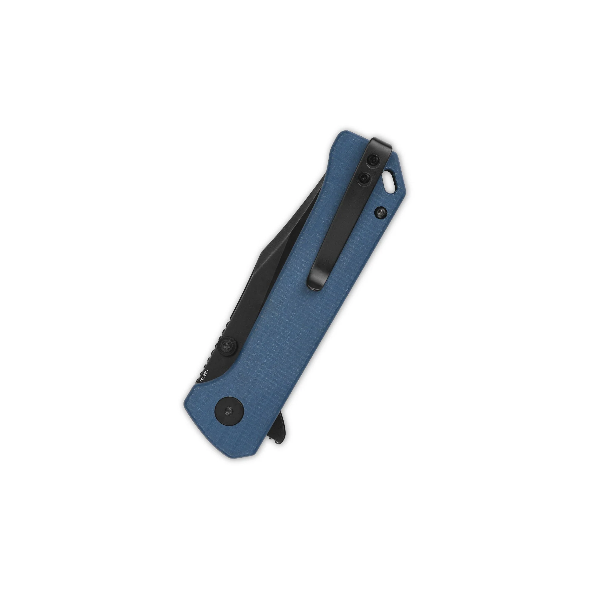 QSP Grebe Button Lock Pocket Knife 14C28N blade Blue Micarta Handle - Image 6