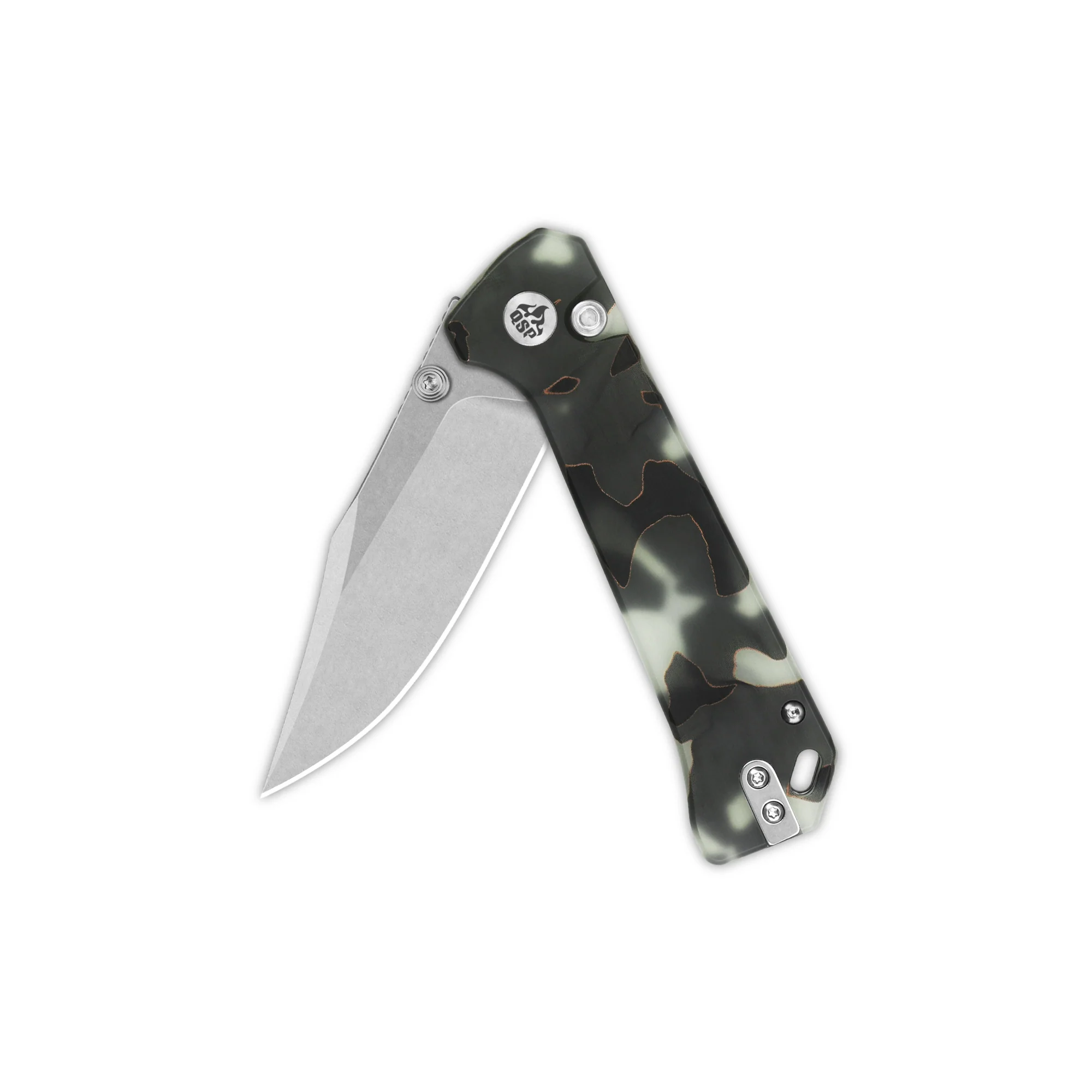 QSP Grebe Button Lock Pocket Knife S35VN blade Raffir resin Glow in Dark Handle - Image 5