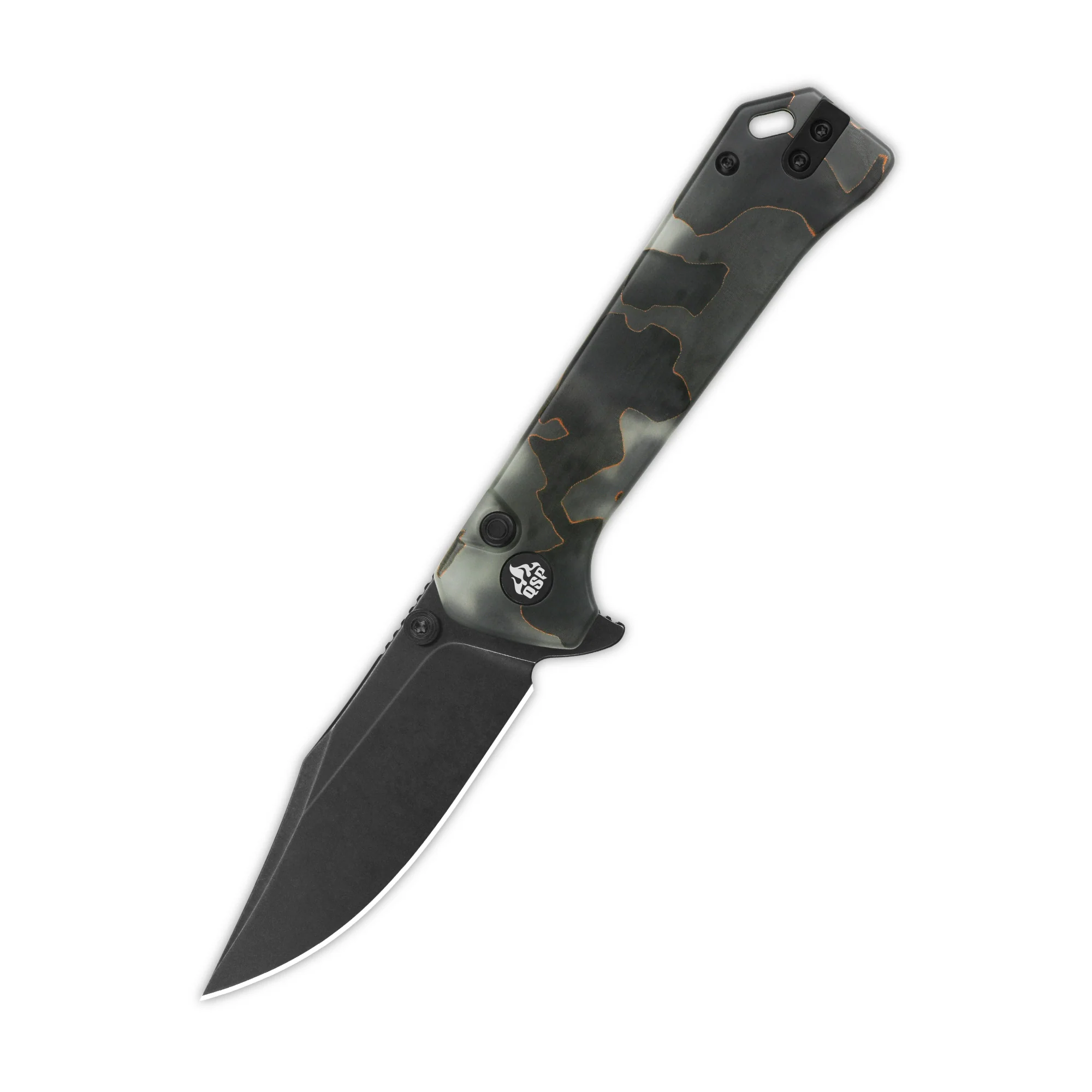 QSP Grebe Button Lock Pocket Knife S35VN blade Raffir resin Glow in Dark Handle - Image 6
