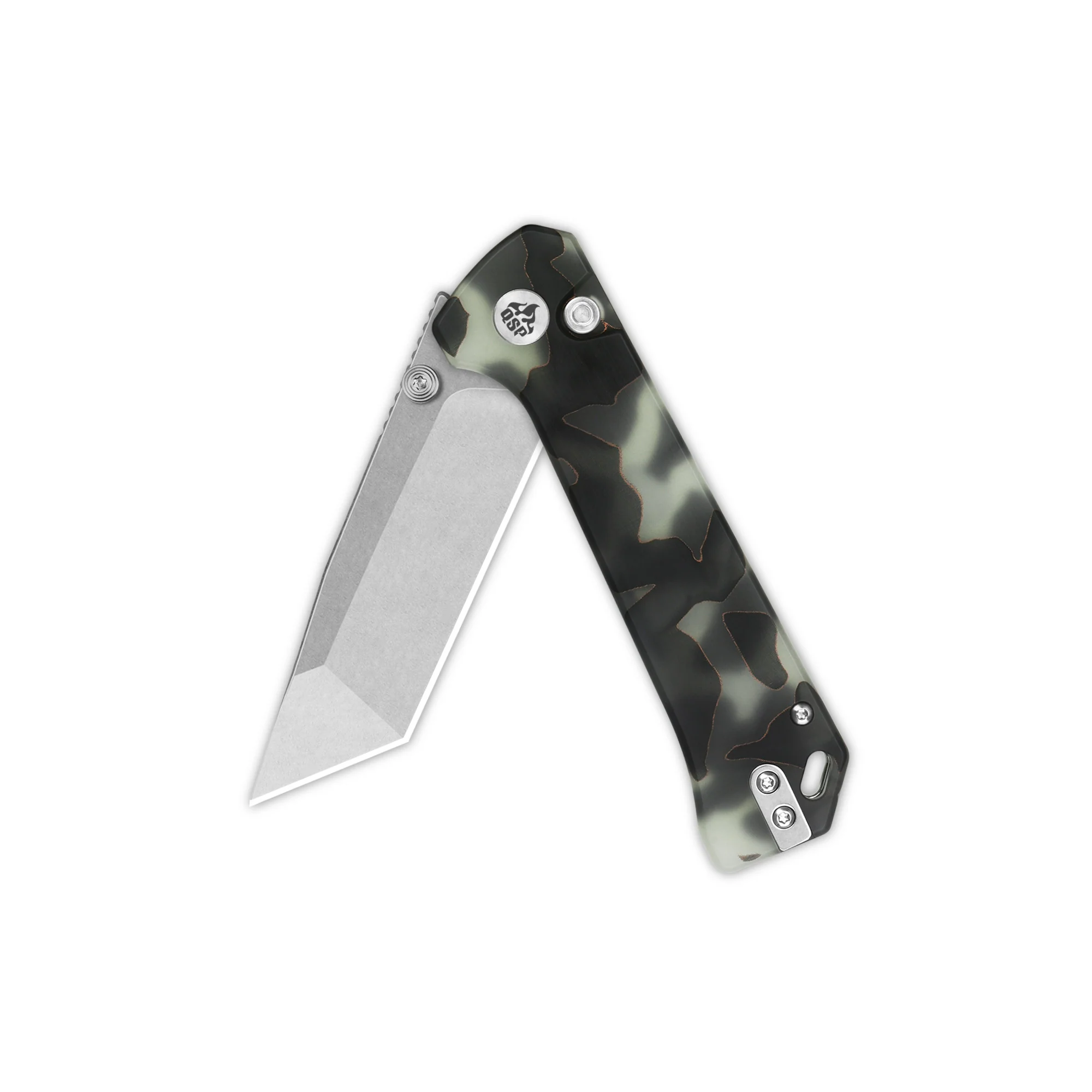 QSP Grebe T Button Lock Pocket Knife S35VN blade Raffir resin Glow in Dark Handle - Image 5