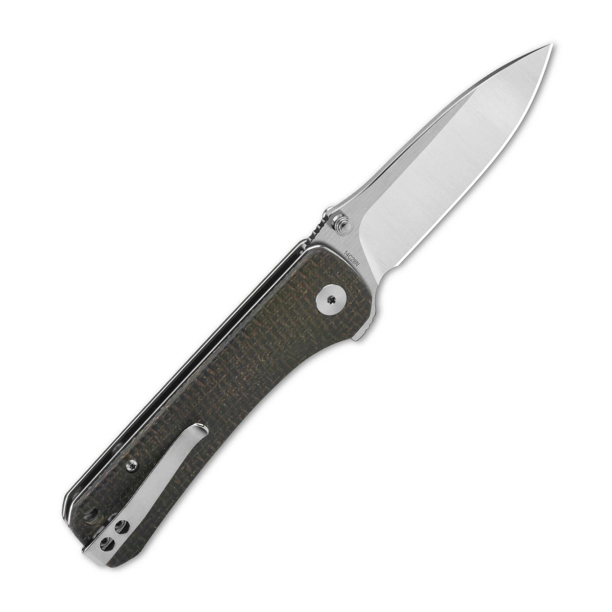 QSP Hawk Liner Lock Pocket Knife 14C28N Blade with Micarta Handle - Image 4