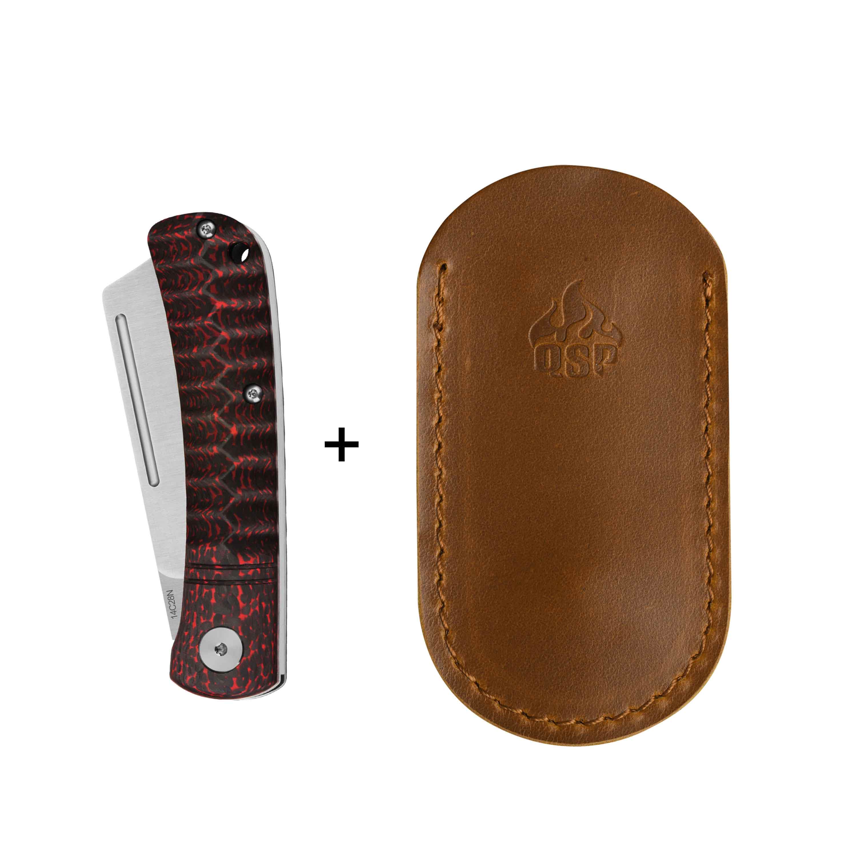 QSP Hedgehog Slip Joint Pocket Knife 14C28N blade Carbon Fiber Handle-Cleaver - Image 13