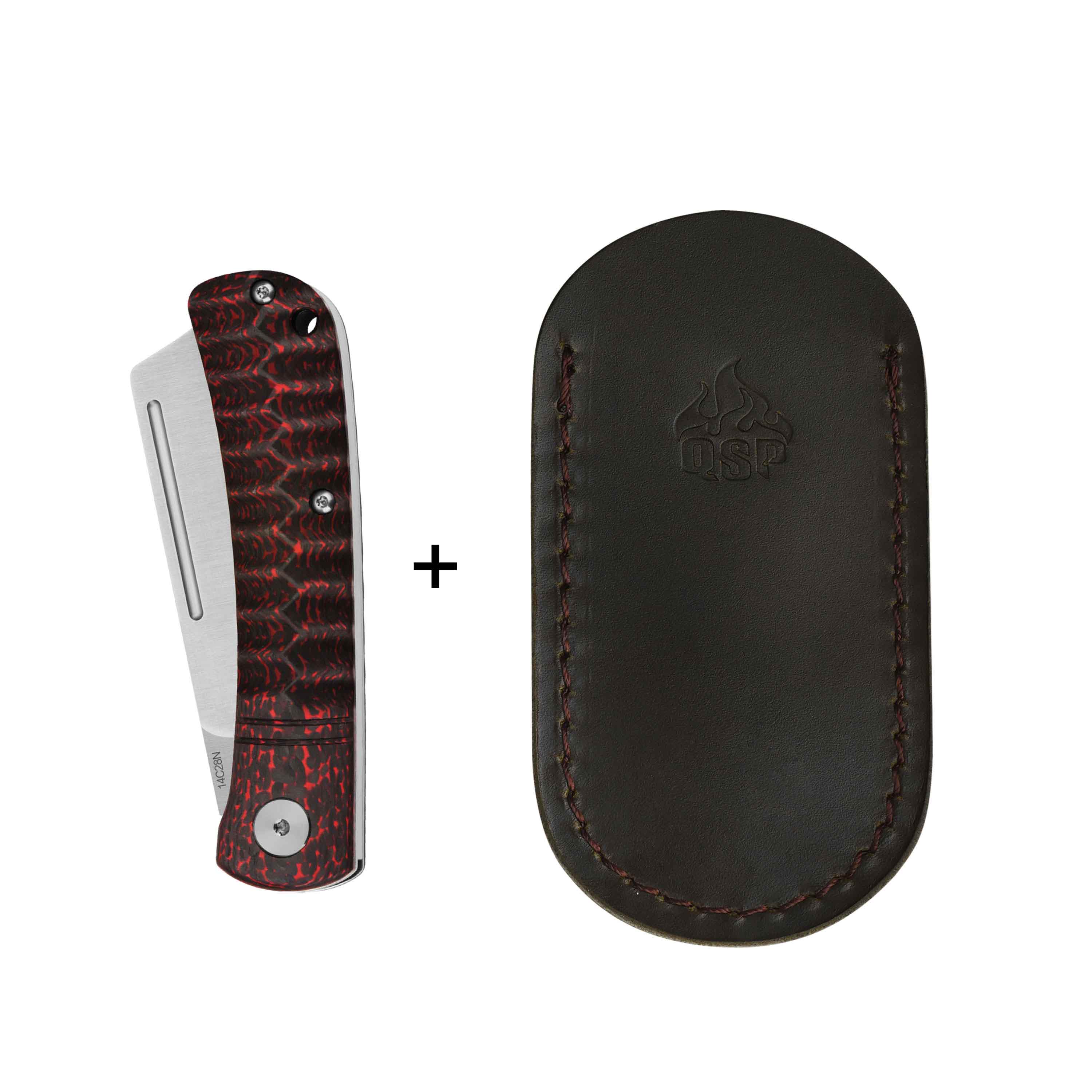 QSP Hedgehog Slip Joint Pocket Knife 14C28N blade Carbon Fiber Handle-Cleaver - Image 14