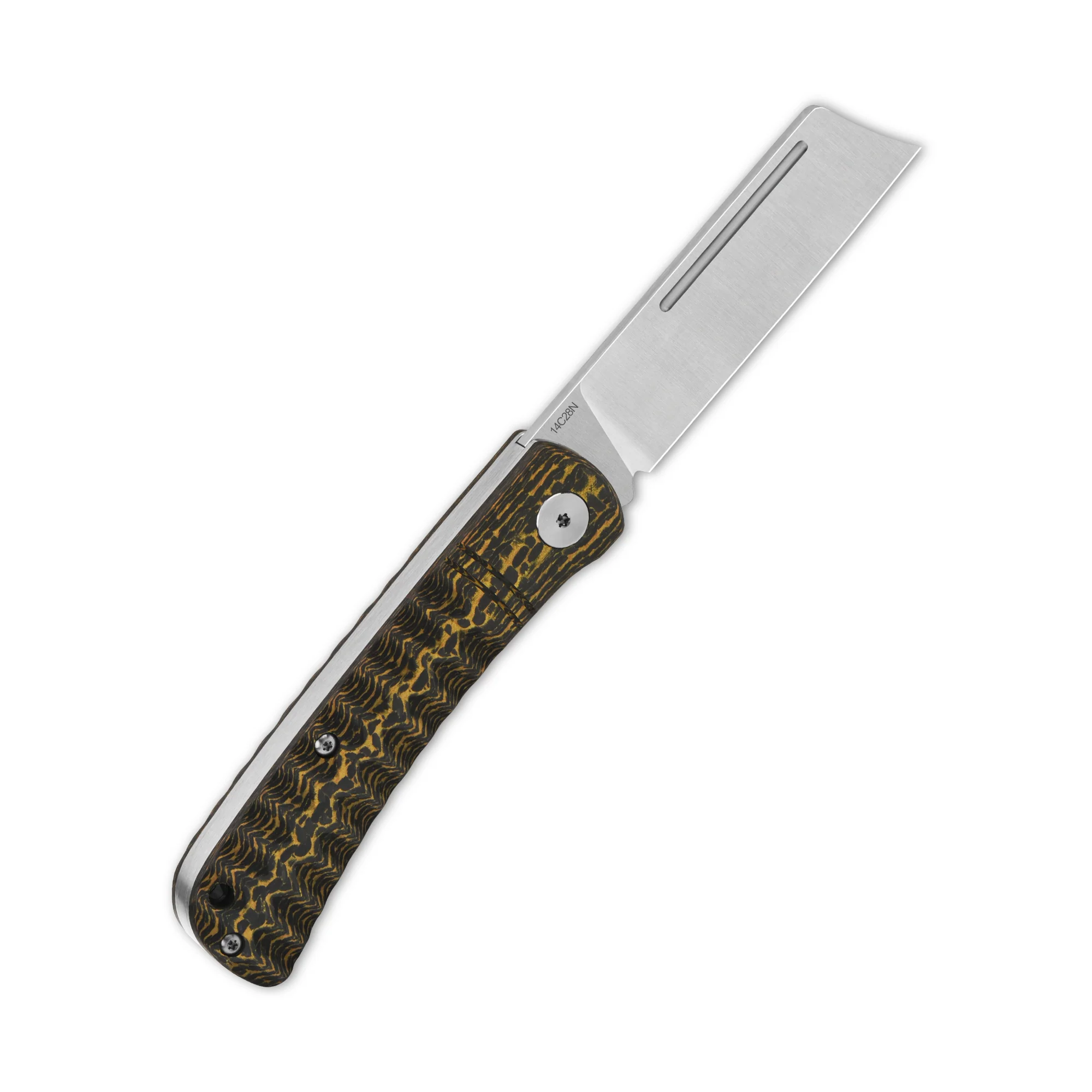 QSP Hedgehog Slip Joint Pocket Knife 14C28N blade Carbon Fiber Handle-Cleaver - Image 4