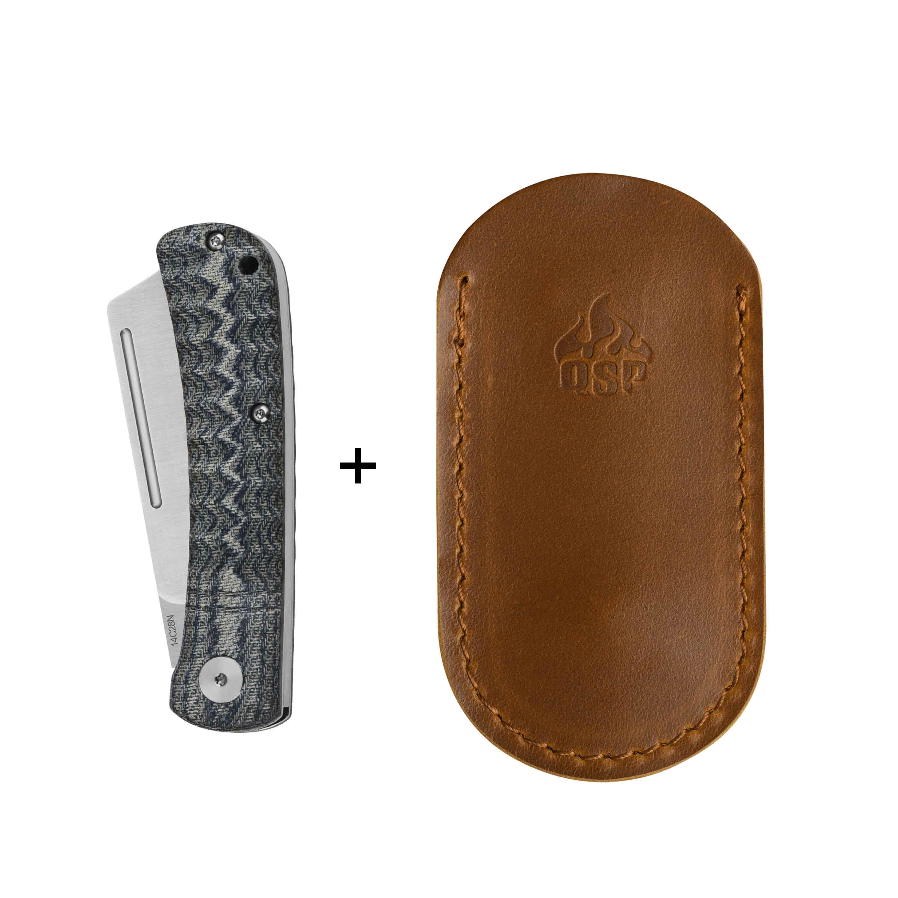 QSP Hedgehog Slip Joint Pocket Knife 14C28N blade Micarta Handle-Cleaver - Image 13