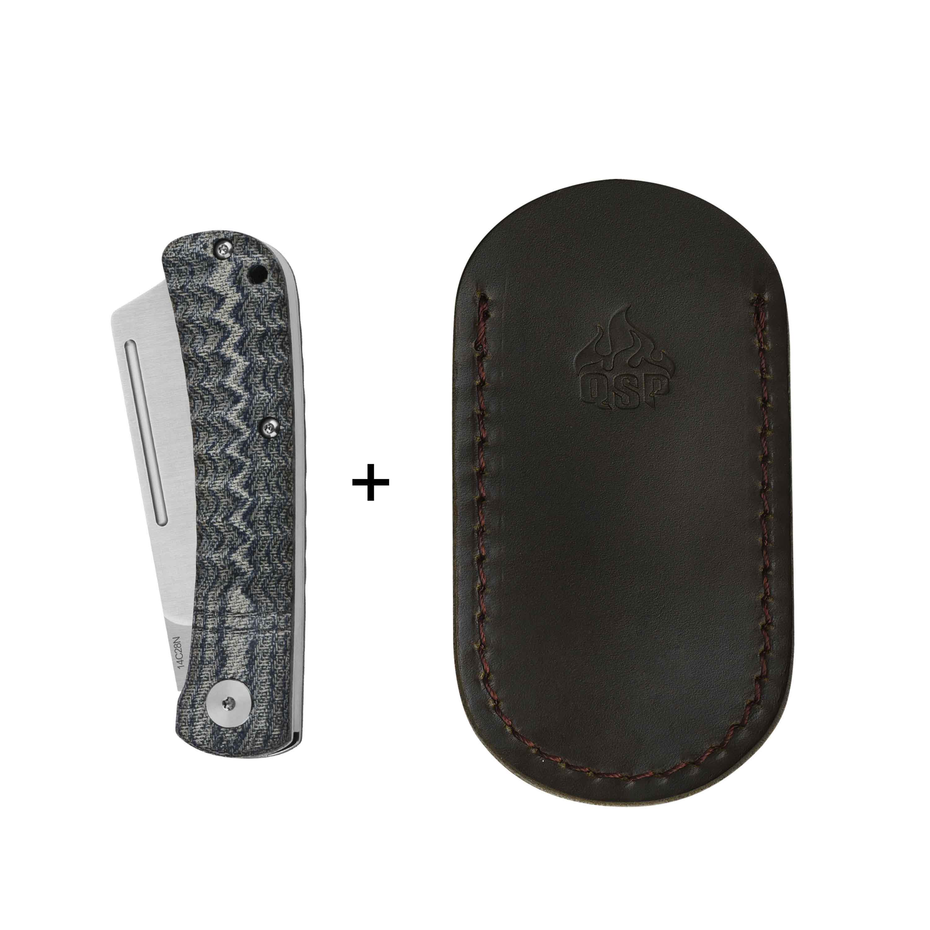 QSP Hedgehog Slip Joint Pocket Knife 14C28N blade Micarta Handle-Cleaver - Image 14