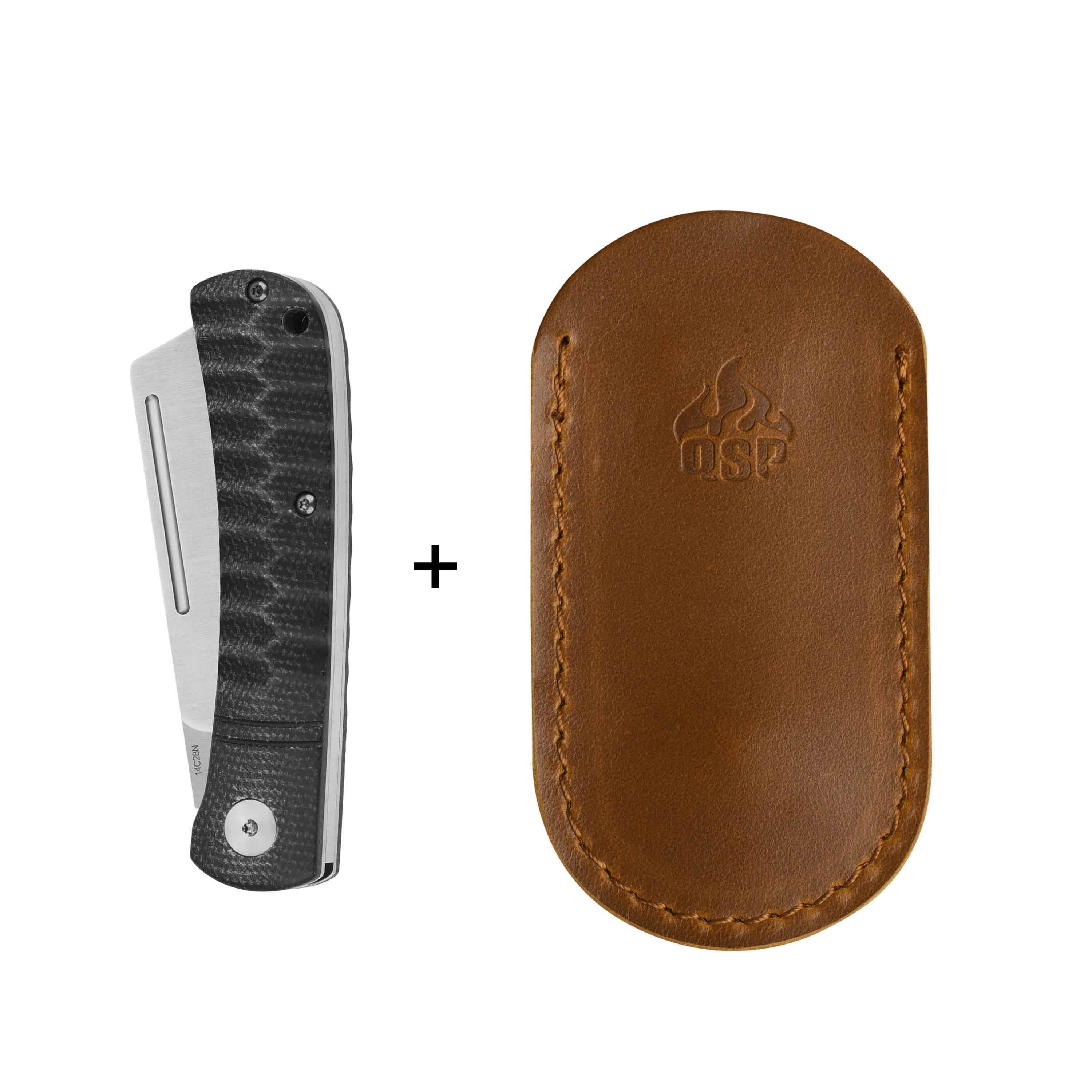 QSP Hedgehog Slip Joint Pocket Knife 14C28N blade Micarta Handle-Cleaver - Image 19