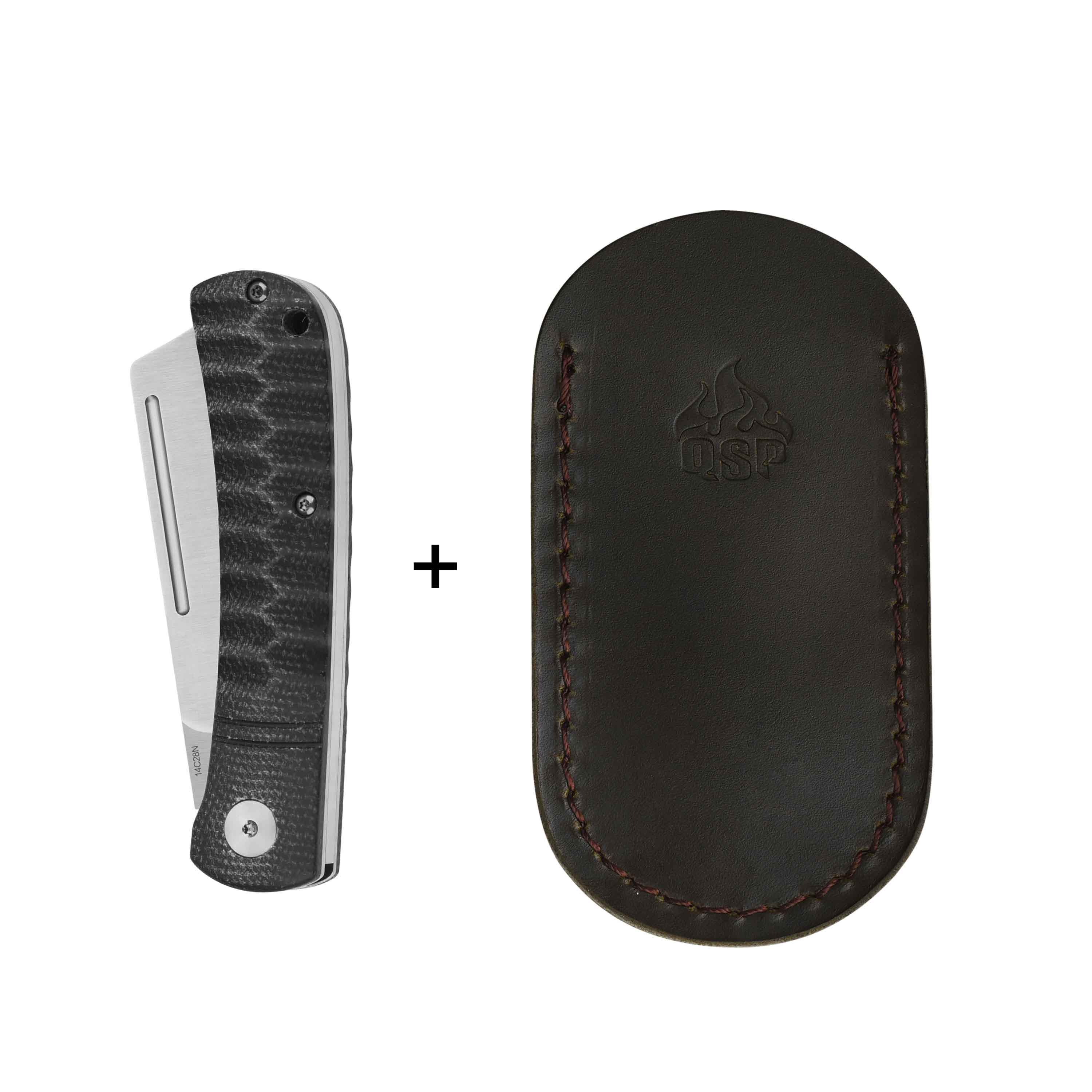 QSP Hedgehog Slip Joint Pocket Knife 14C28N blade Micarta Handle-Cleaver - Image 20