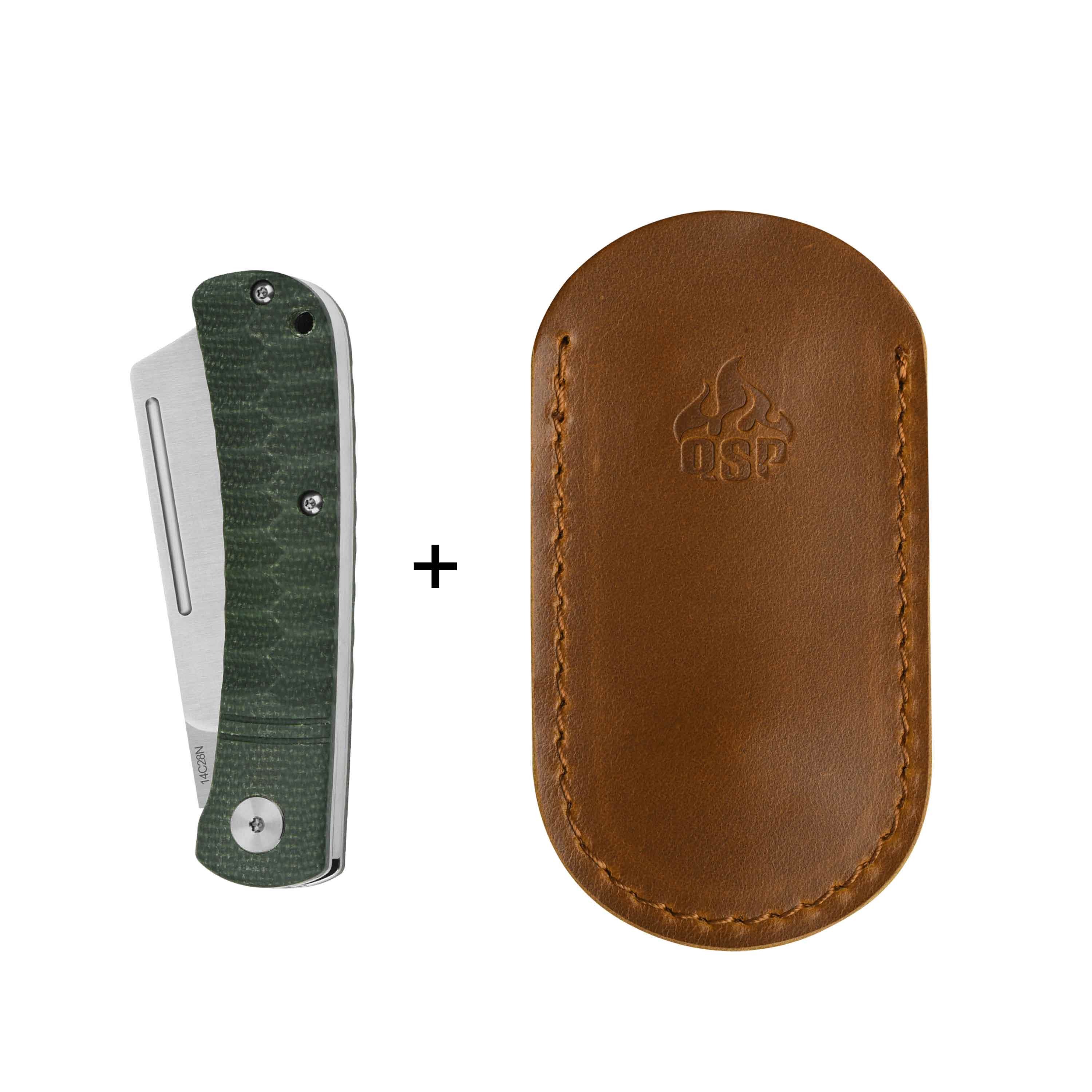 QSP Hedgehog Slip Joint Pocket Knife 14C28N blade Micarta Handle-Cleaver - Image 5