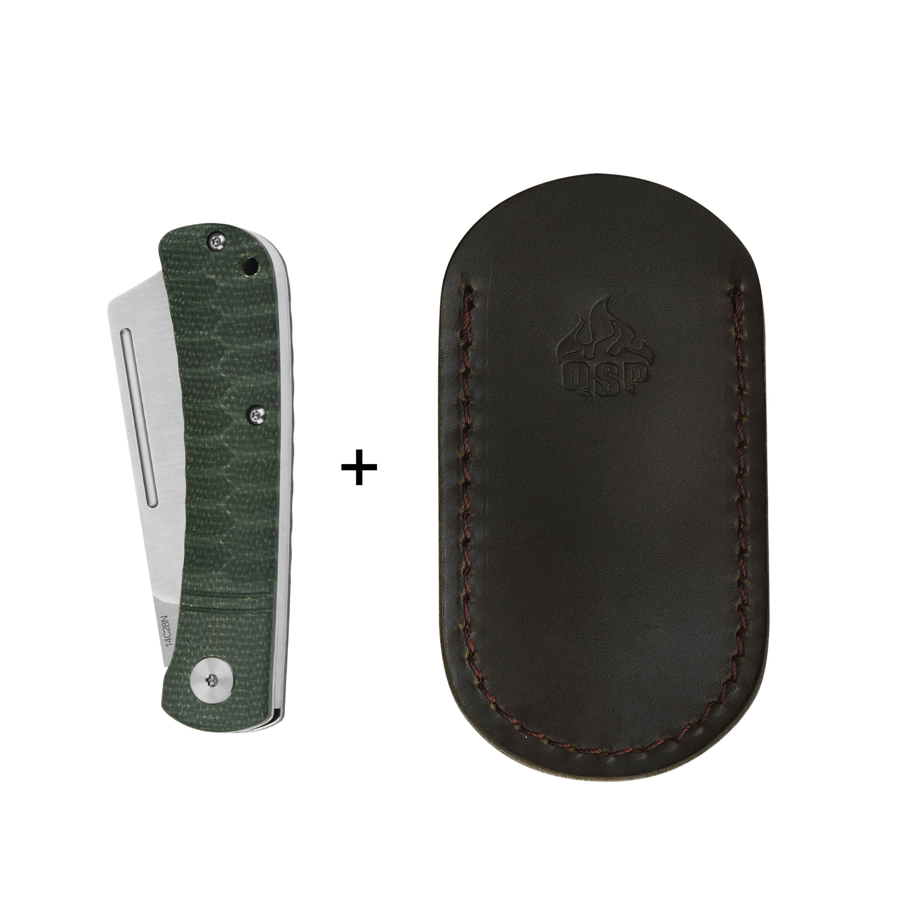 QSP Hedgehog Slip Joint Pocket Knife 14C28N blade Micarta Handle-Cleaver - Image 7