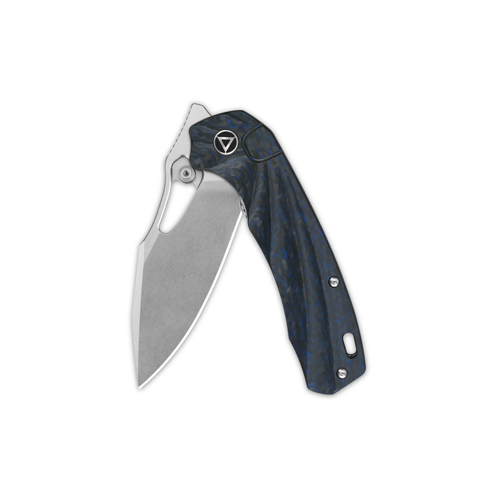 QSP Hornbill Pocket knife S35VN blade Blue CF handle - Image 4