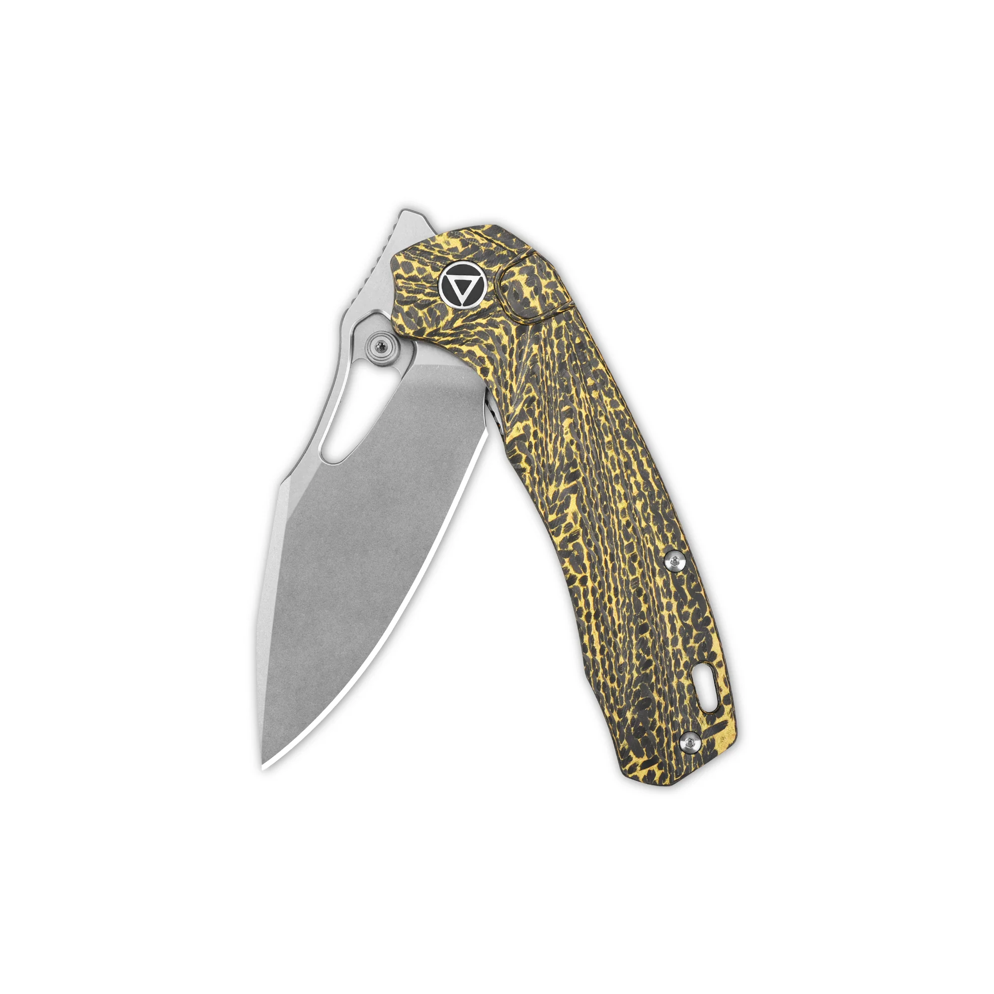 QSP Hornbill Pocket knife S35VN blade Golden CF handle - Image 4