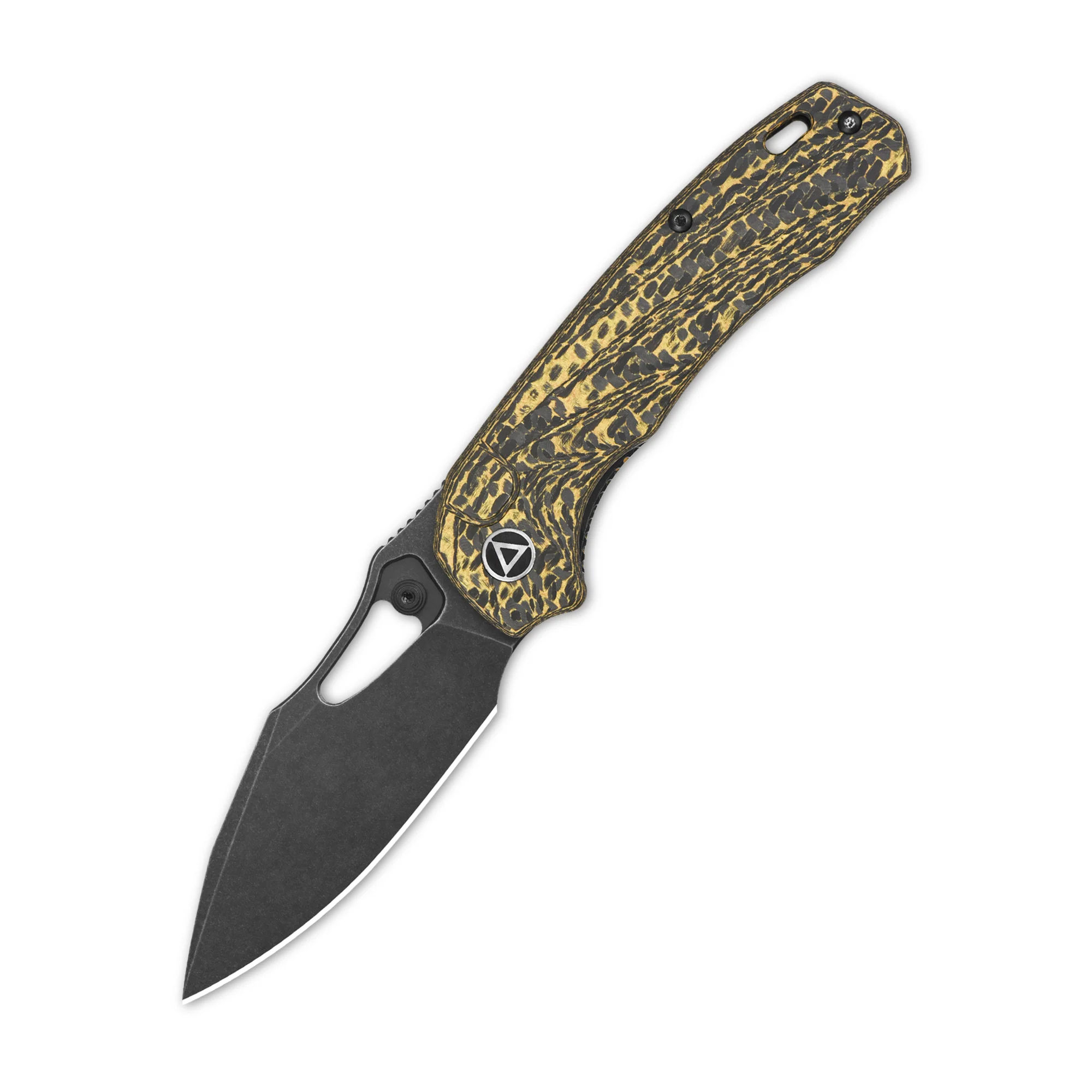 QSP Hornbill Pocket knife S35VN blade Golden CF handle - Image 5