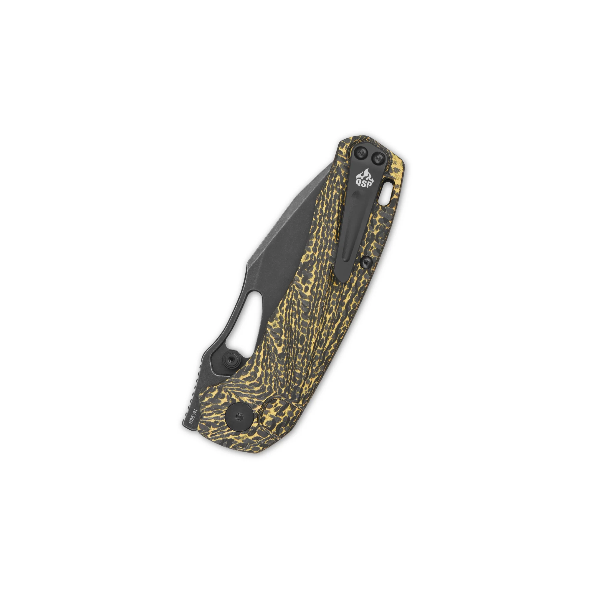 QSP Hornbill Pocket knife S35VN blade Golden CF handle - Image 6