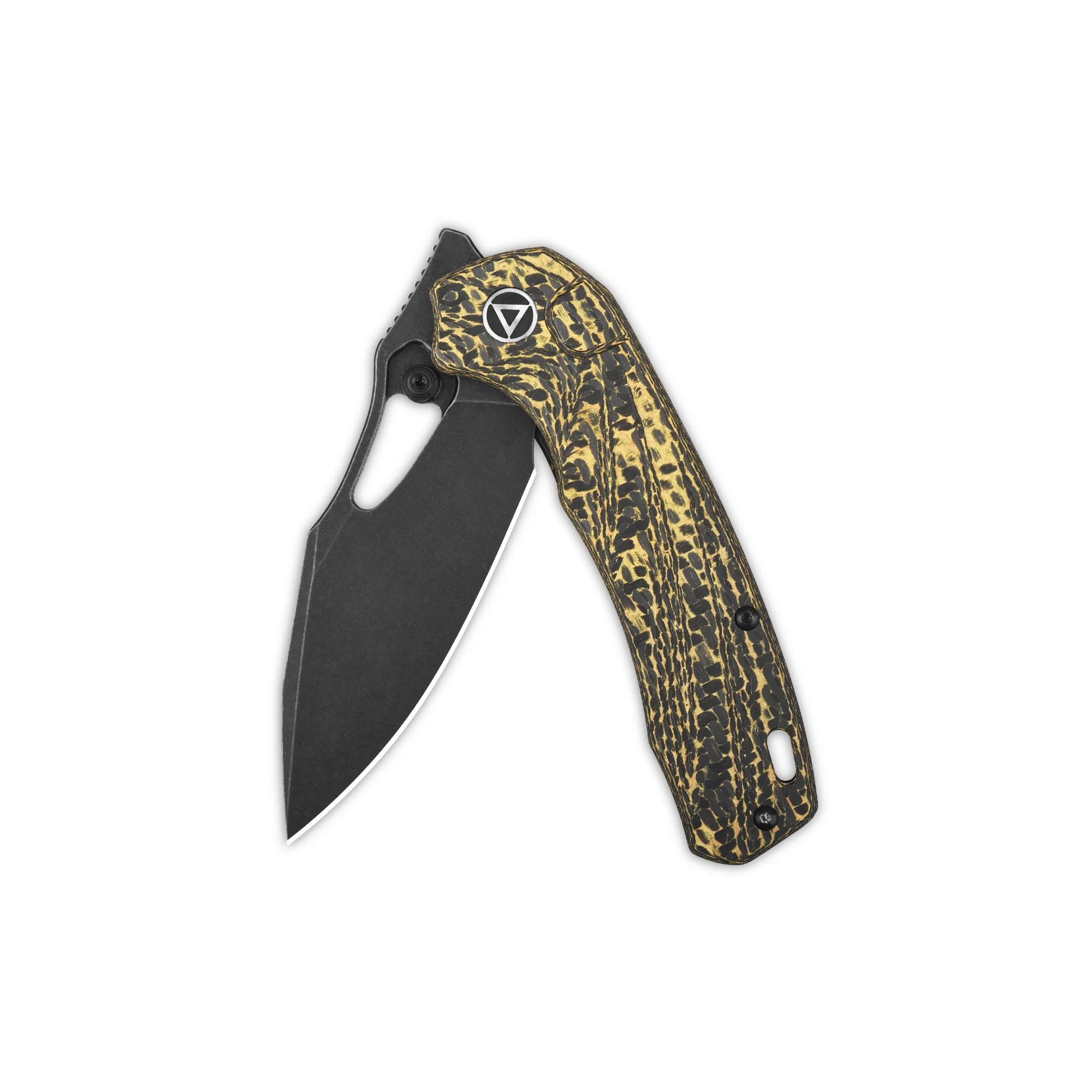 QSP Hornbill Pocket knife S35VN blade Golden CF handle - Image 8