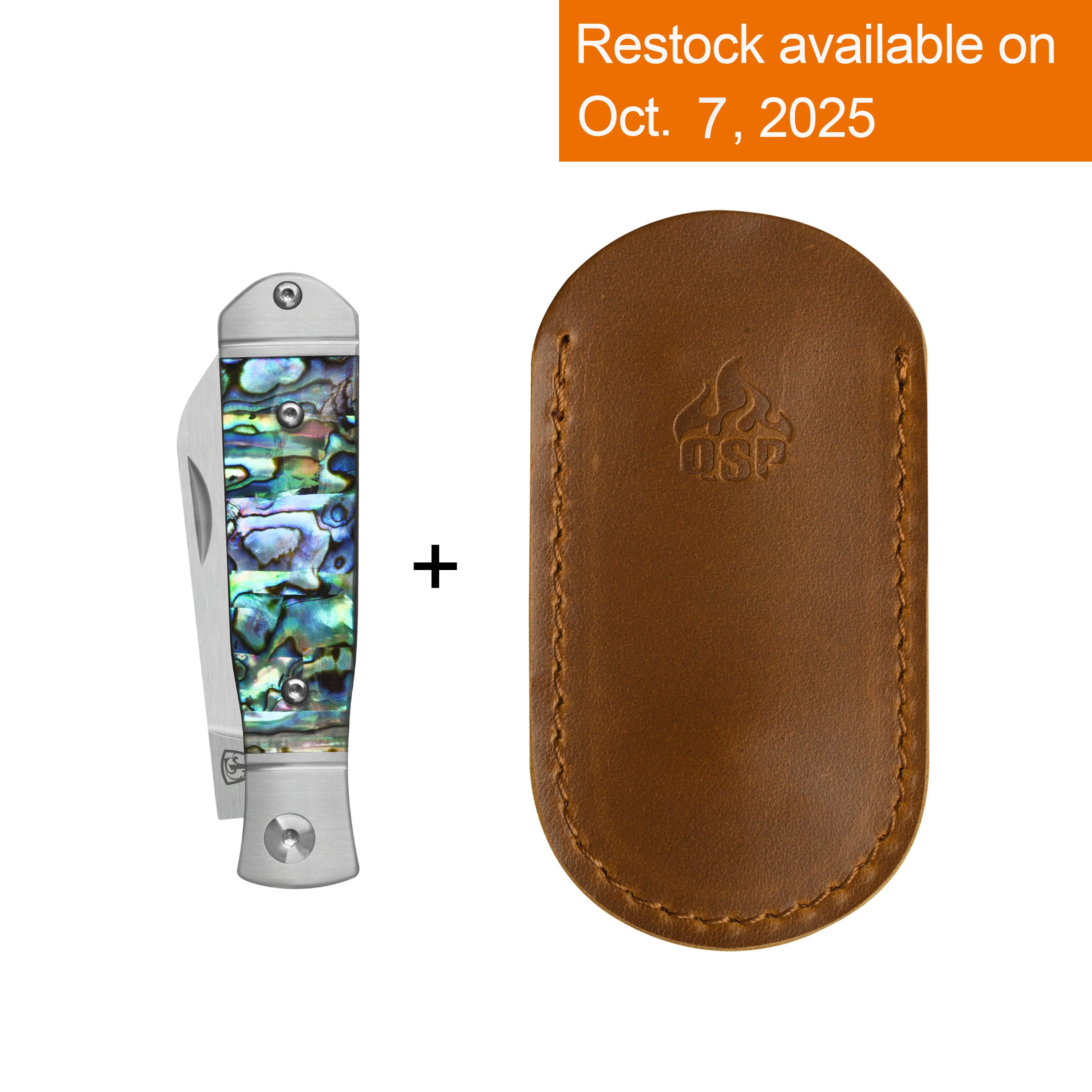 QSP Jumping Jack Slip Joint Pocket Knife 14C28N blade Abalone Handle - Image 5