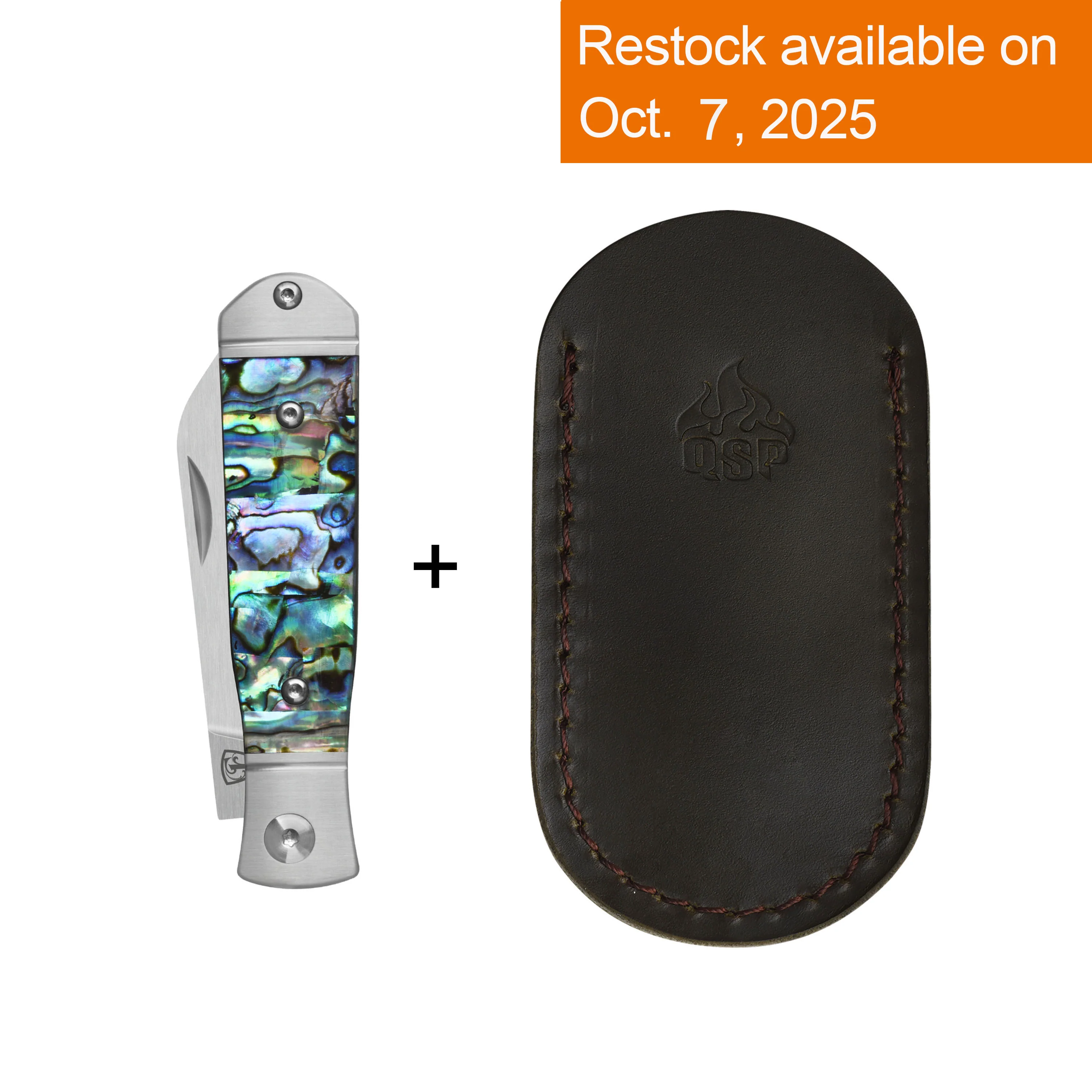 QSP Jumping Jack Slip Joint Pocket Knife 14C28N blade Abalone Handle - Image 8