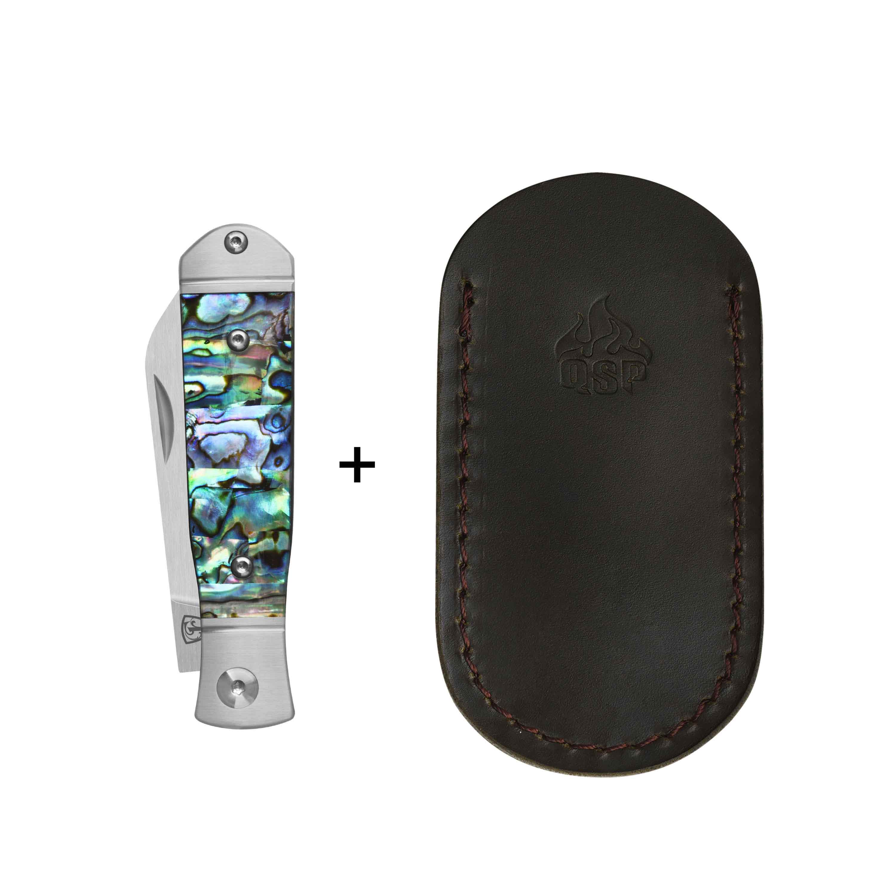 QSP Jumping Jack Slip Joint Pocket Knife 14C28N blade Abalone Handle - Image 9