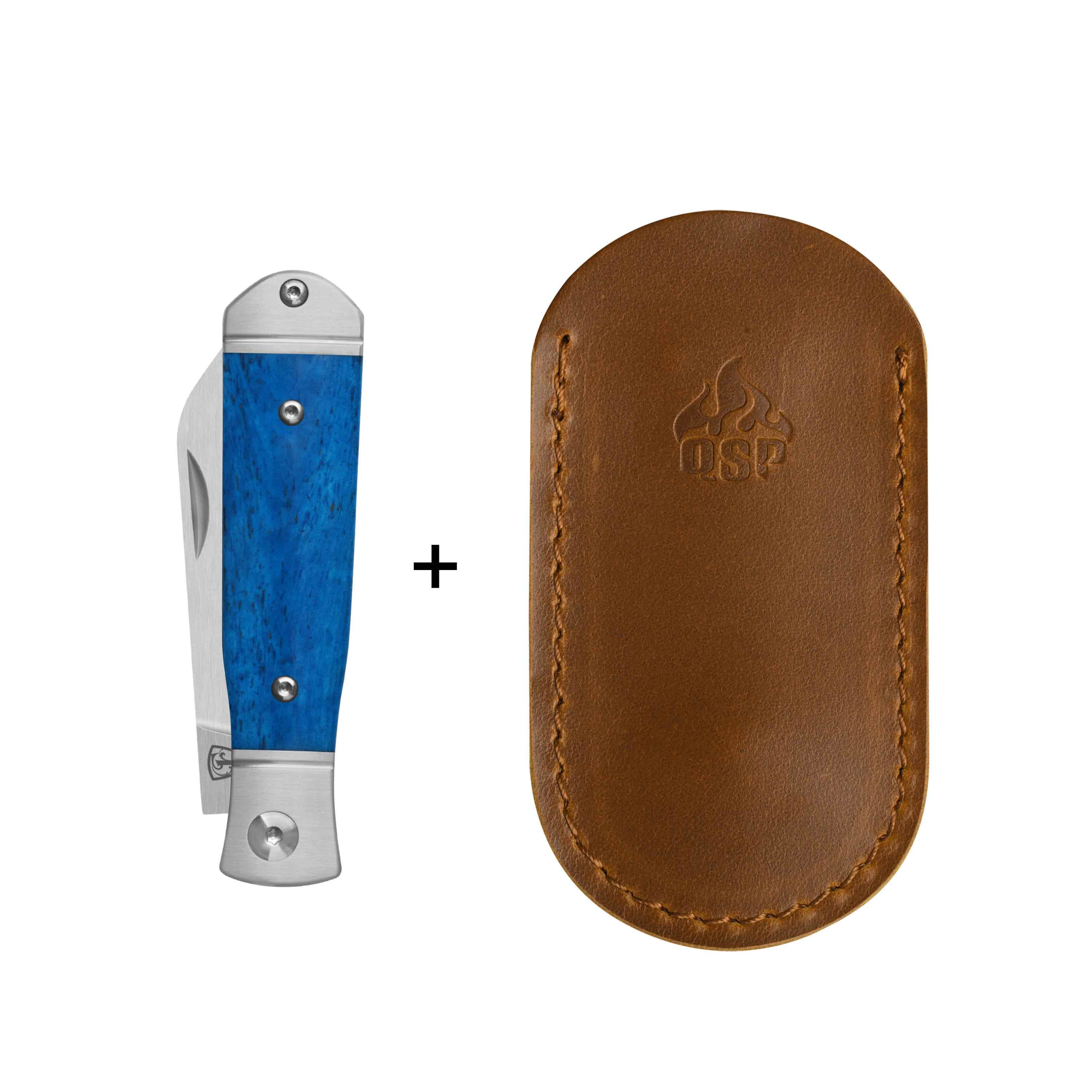 QSP Jumping Jack Slip Joint Pocket Knife 14C28N blade Blue Bone Handle - Image 5