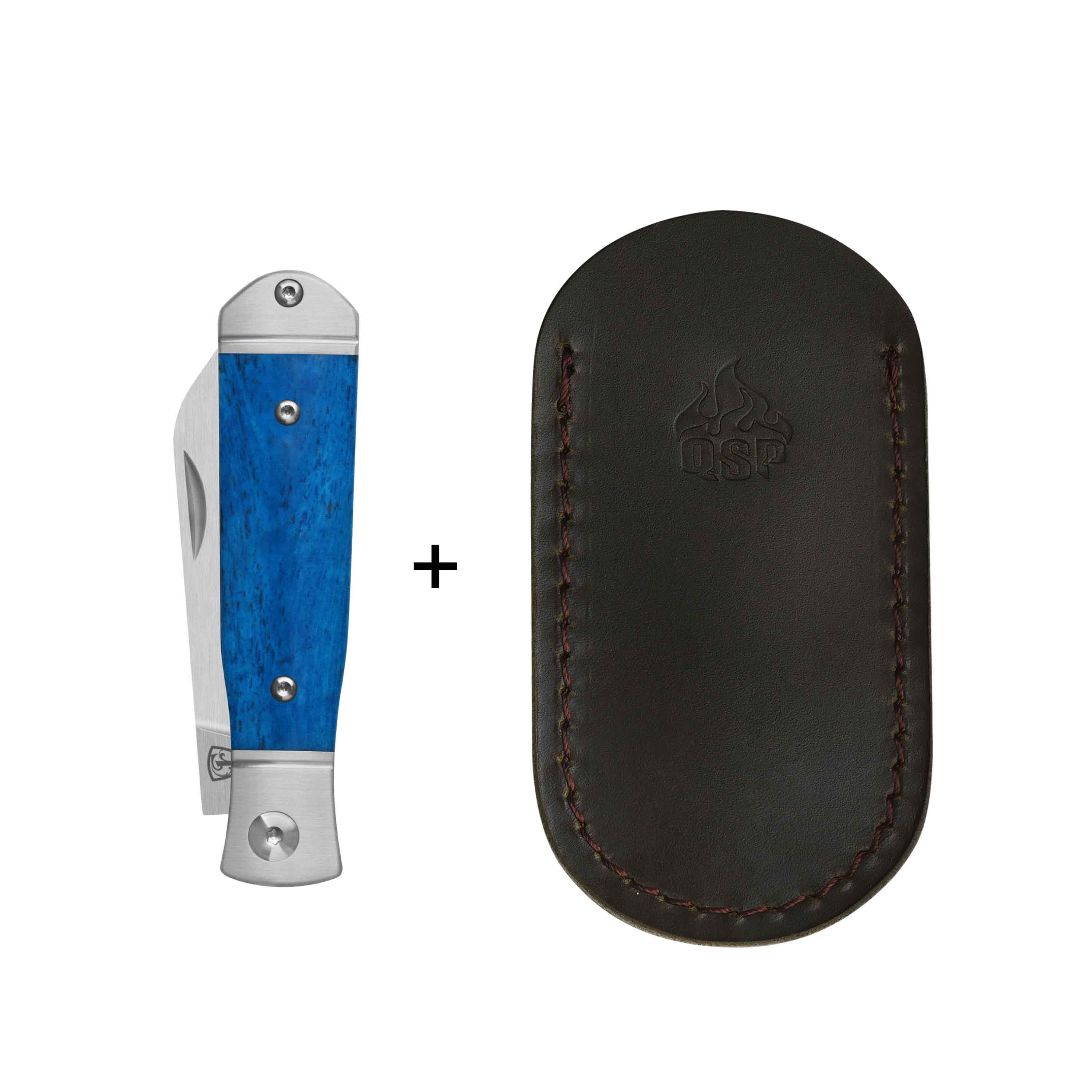 QSP Jumping Jack Slip Joint Pocket Knife 14C28N blade Blue Bone Handle - Image 7