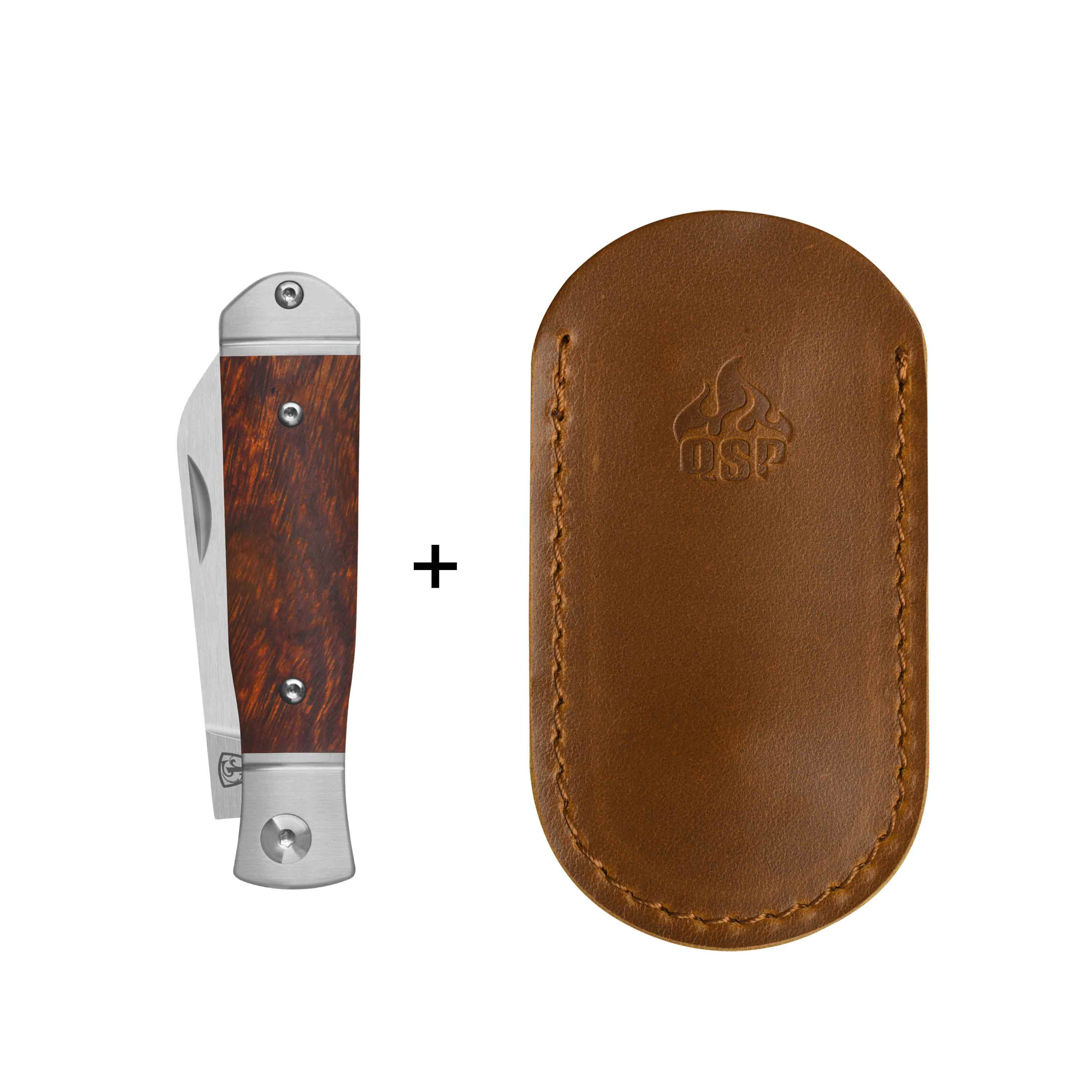 QSP Jumping Jack Slip Joint Pocket Knife 14C28N blade Desert Ironwood Handle - Image 5