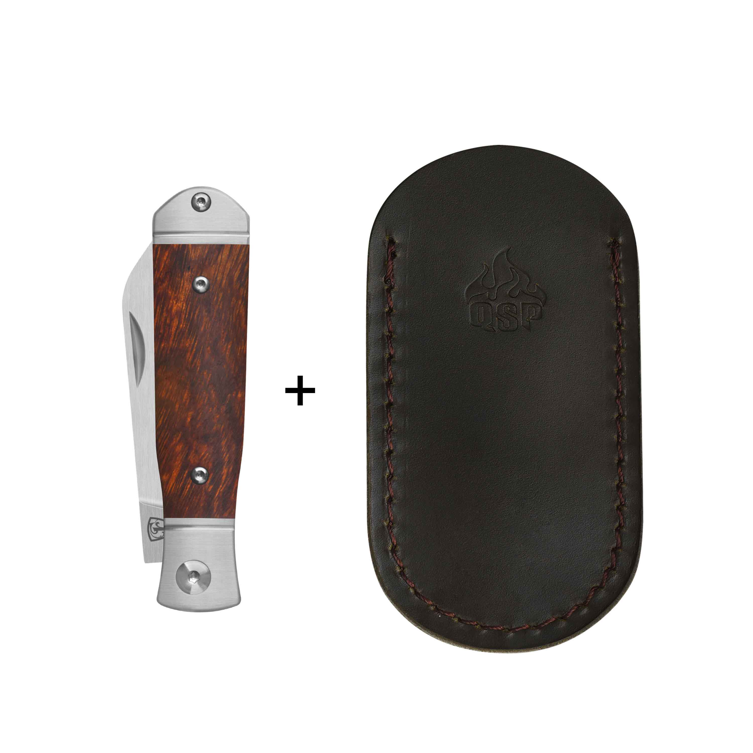 QSP Jumping Jack Slip Joint Pocket Knife 14C28N blade Desert Ironwood Handle - Image 7