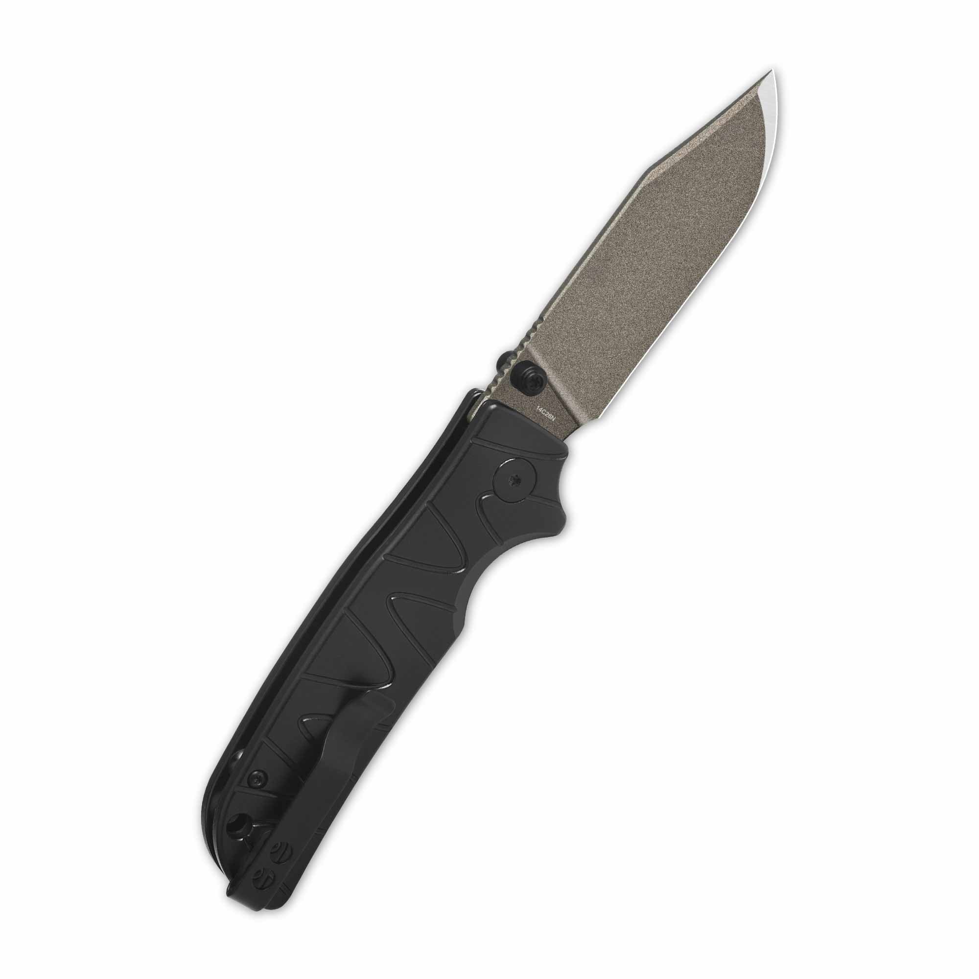 QSP Kali Button Lock Pocket Knife 14C28N Blade Black Aluminium Handle - Image 4