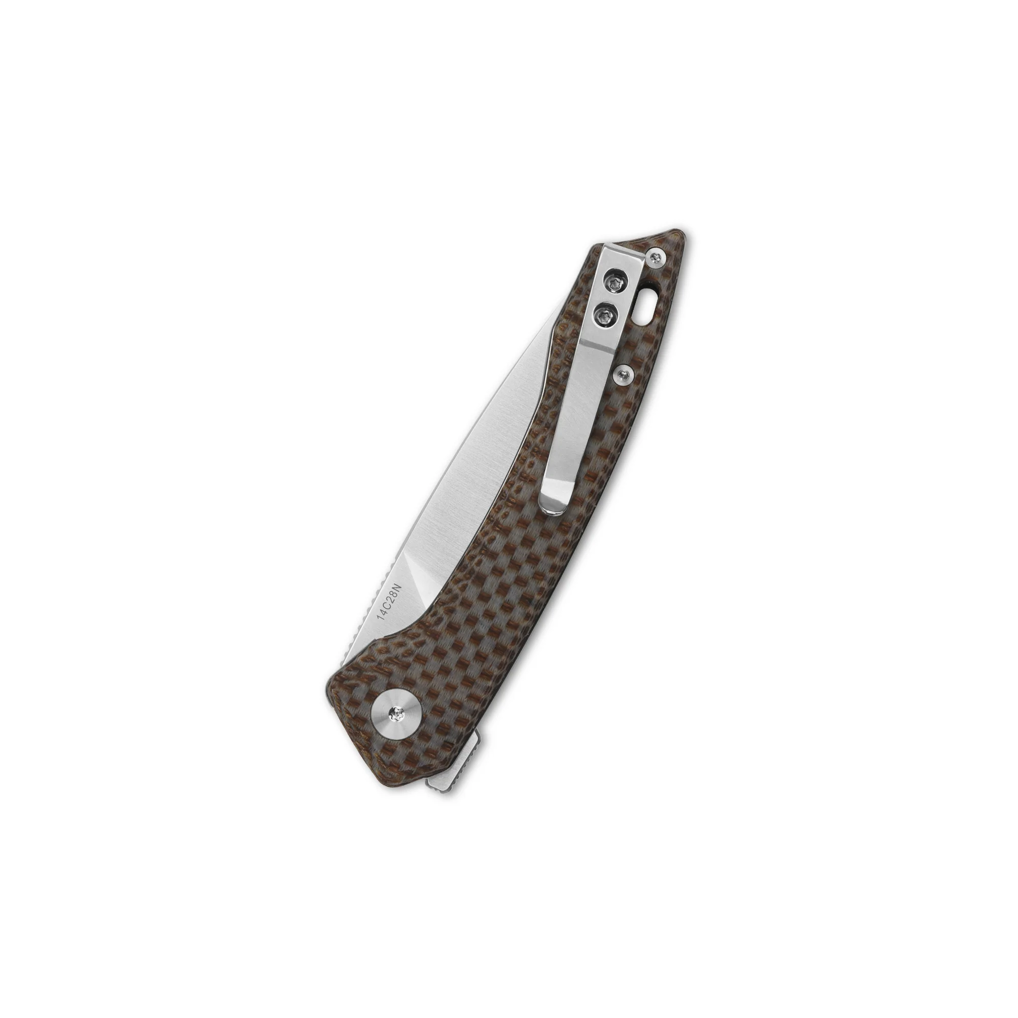 QSP Leopard Liner Lock Pocket Knife 14C28N blade Micarta handle - Image 10