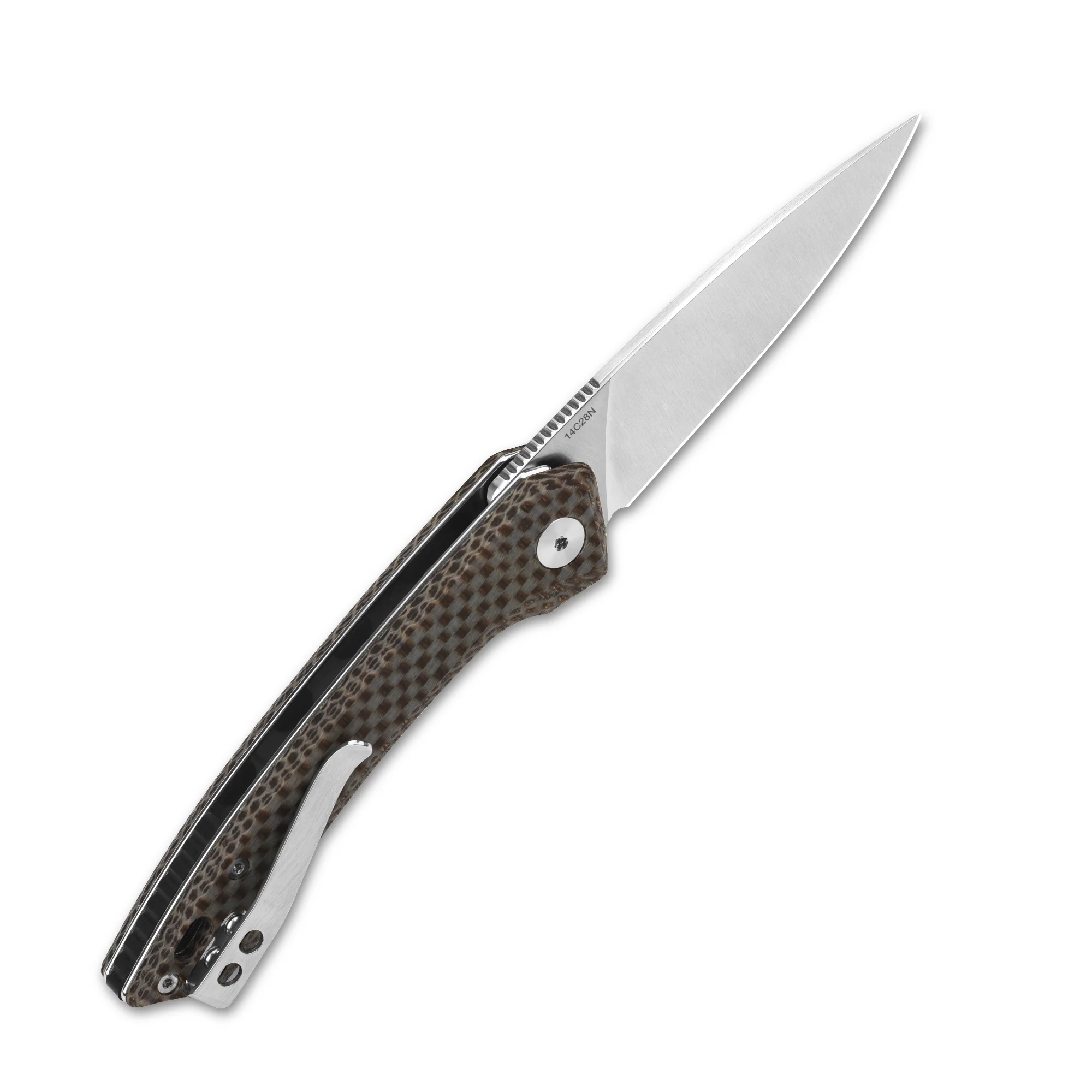 QSP Leopard Liner Lock Pocket Knife 14C28N blade Micarta handle - Image 12