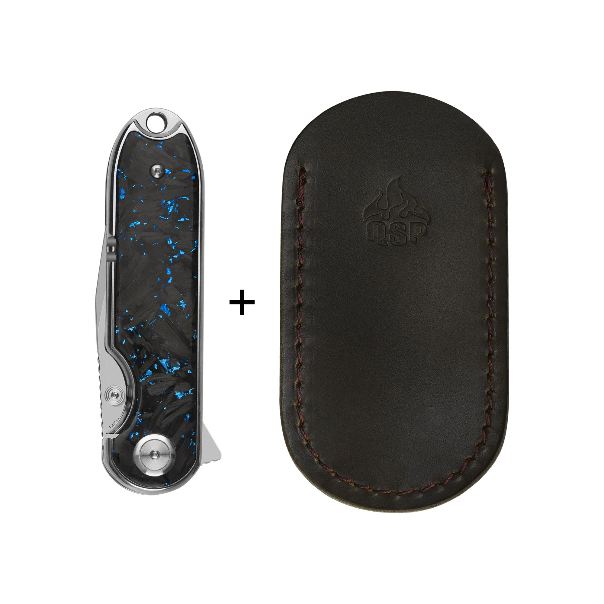 QSP Nebula Liner Lock Pocket Knife 14C28N Blade Blue Shredded Carbon Fiber Handle - Image 7