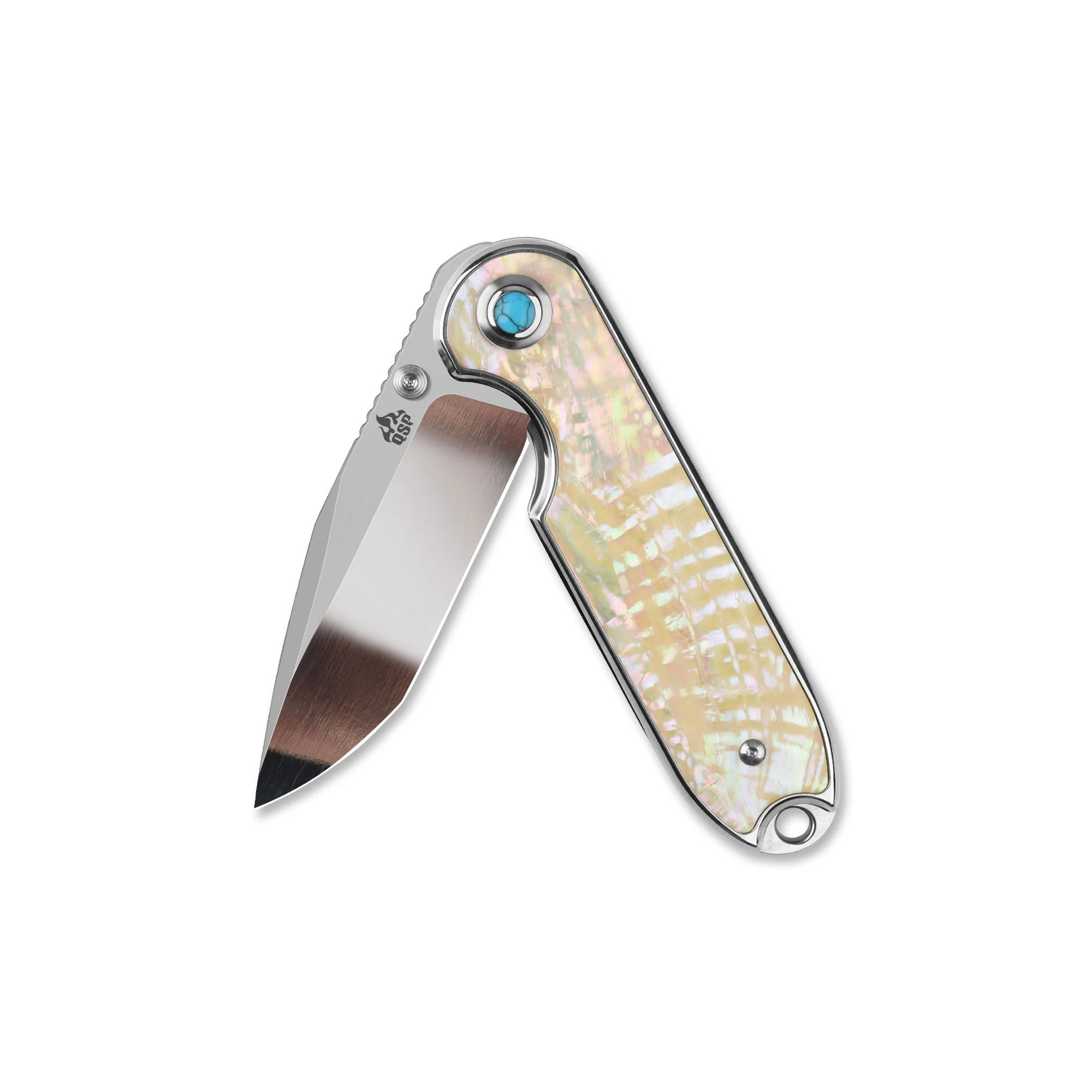 QSP Nebula Liner Lock Pocket Knife 14C28N Blade Mother of Pearl Handle - Image 3