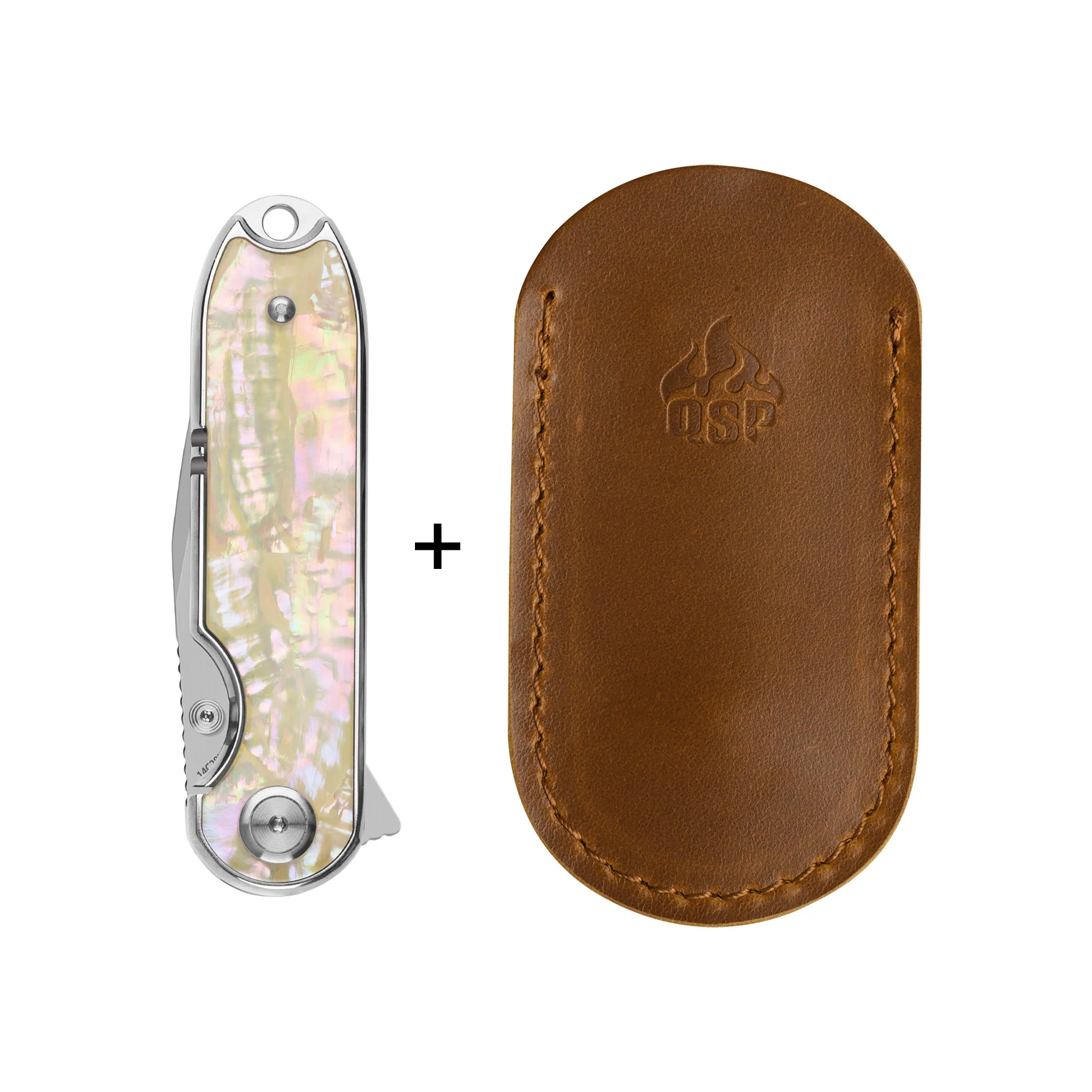 QSP Nebula Liner Lock Pocket Knife 14C28N Blade Mother of Pearl Handle - Image 5