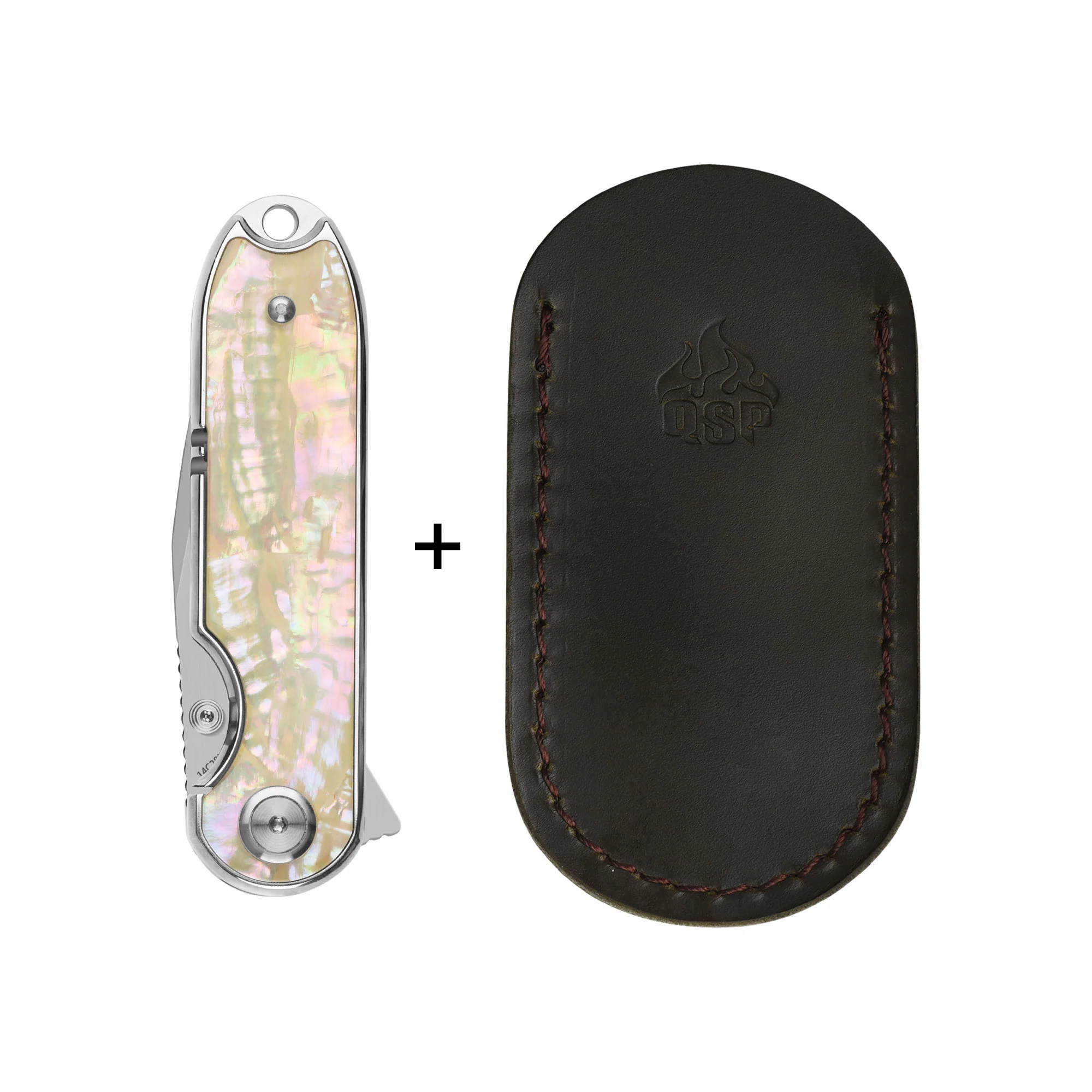 QSP Nebula Liner Lock Pocket Knife 14C28N Blade Mother of Pearl Handle - Image 7