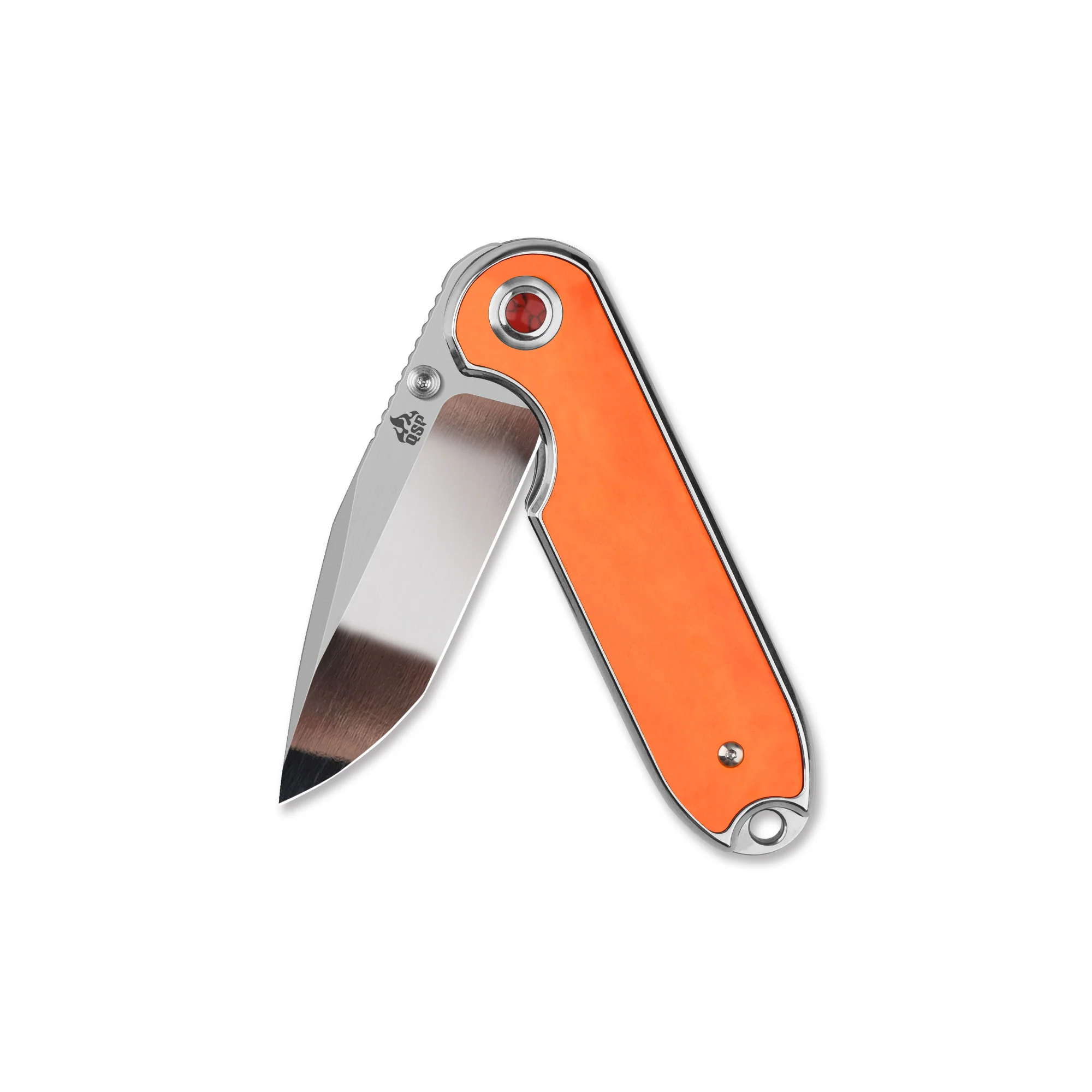 QSP Nebula Liner Lock Pocket Knife 14C28N Blade Orange Bone Handle - Image 3