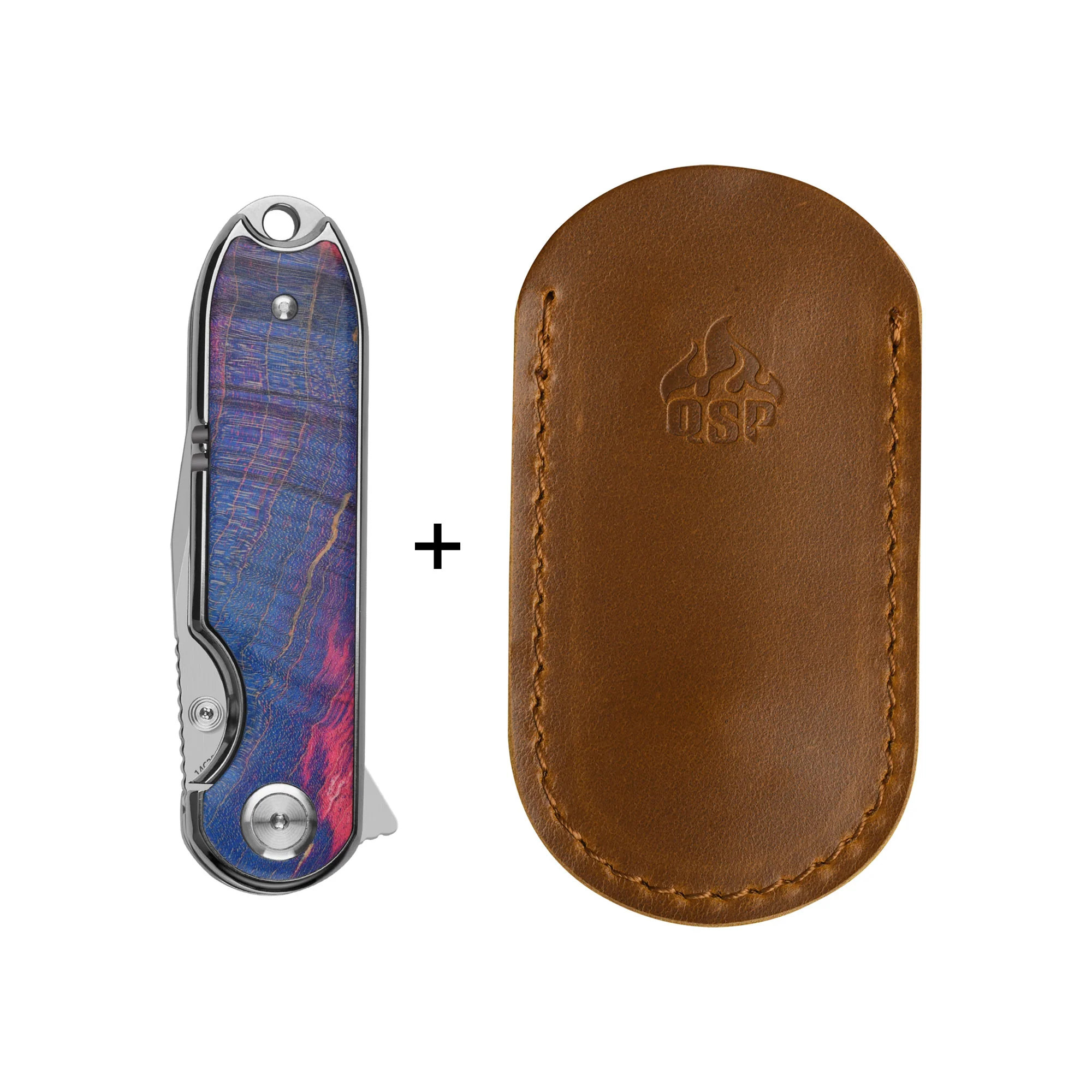 QSP Nebula Liner Lock Pocket Knife 14C28N Blade Stabilized wood Handle - Image 5