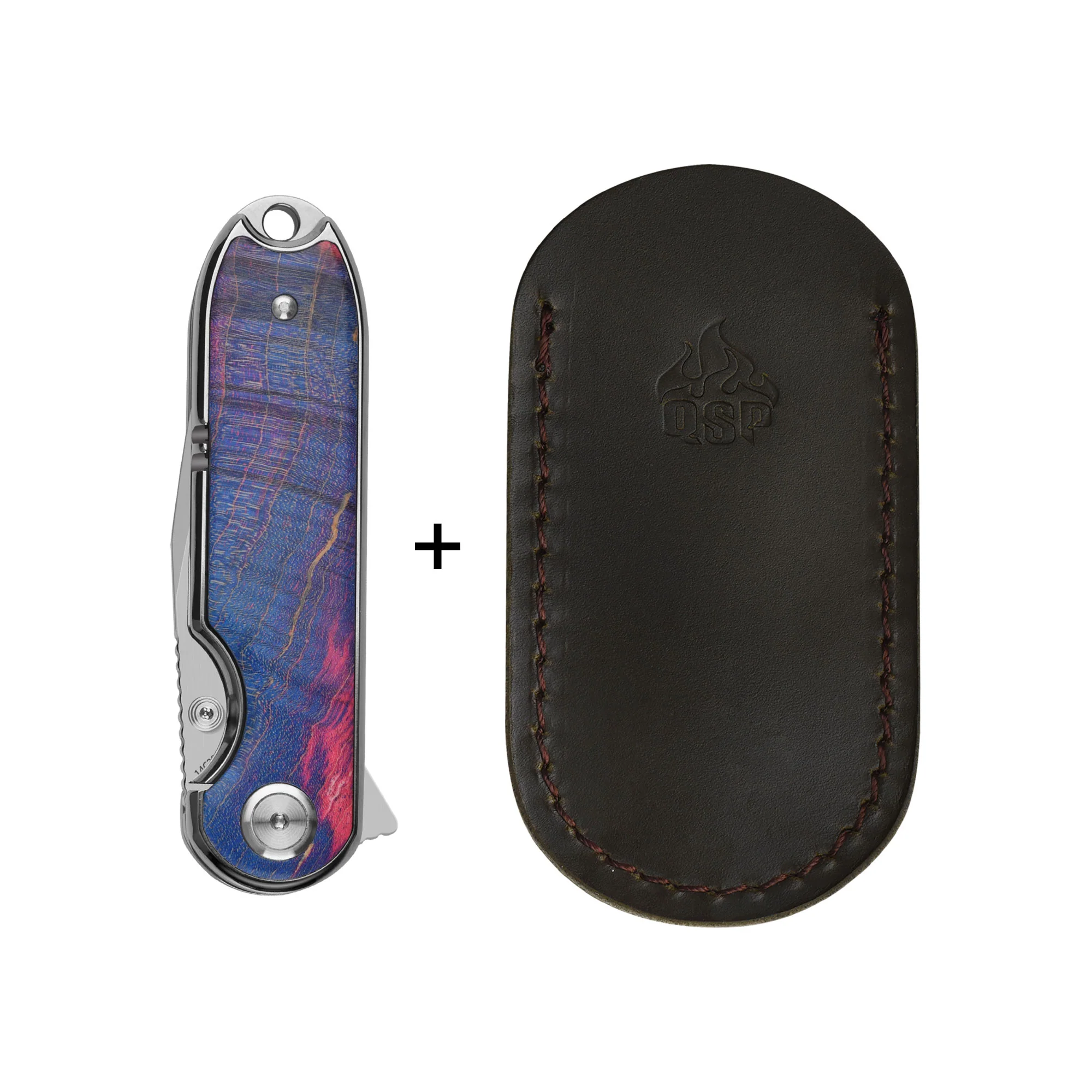 QSP Nebula Liner Lock Pocket Knife 14C28N Blade Stabilized wood Handle - Image 7